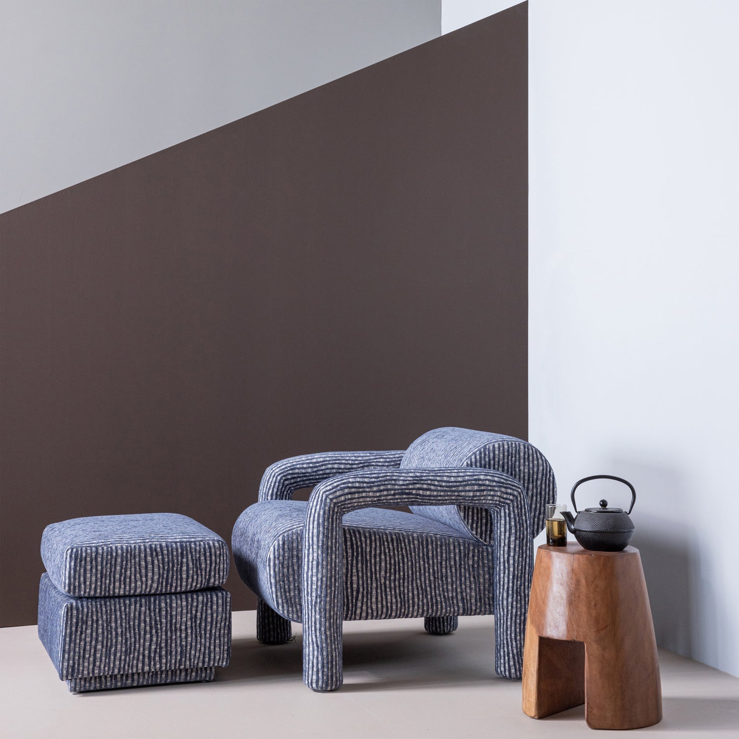 Puf LOU modrý se šedou