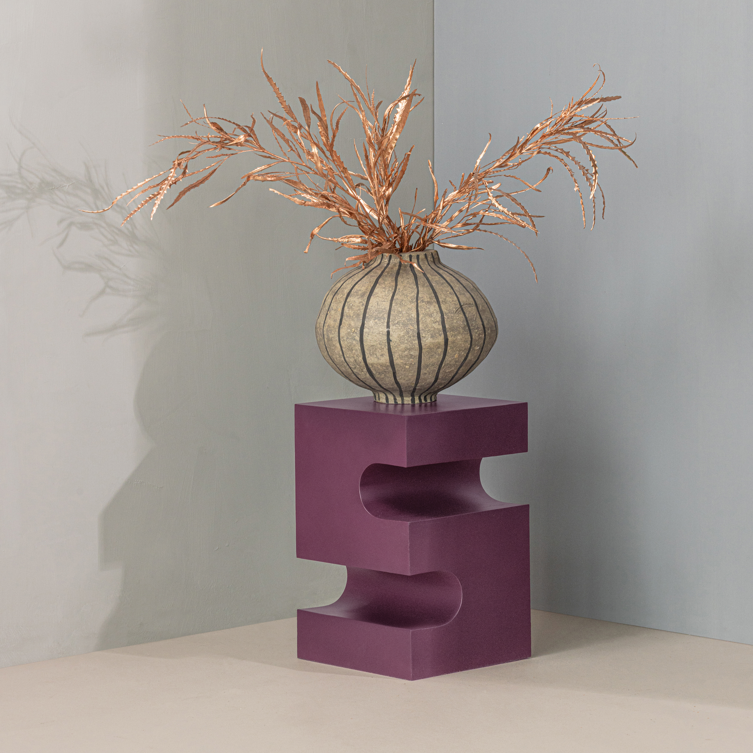 Decorative Vase KARO Gray Paper Mache