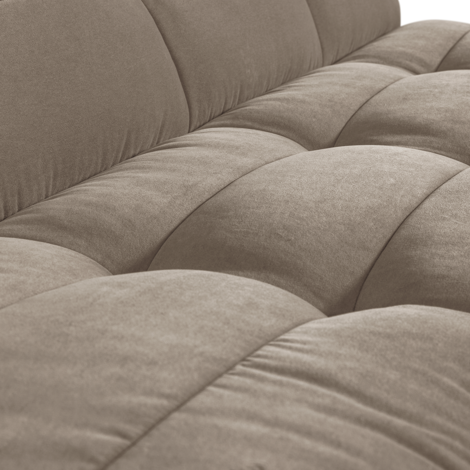Cluster Bench Modular Velvet Sofa - 3-Seater Beige