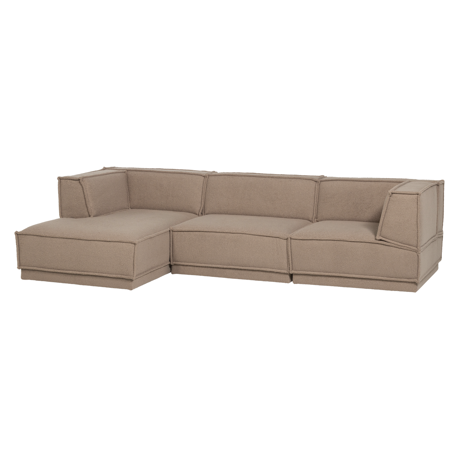 Left-facing Corner Sofa MANU Beige Lambskin