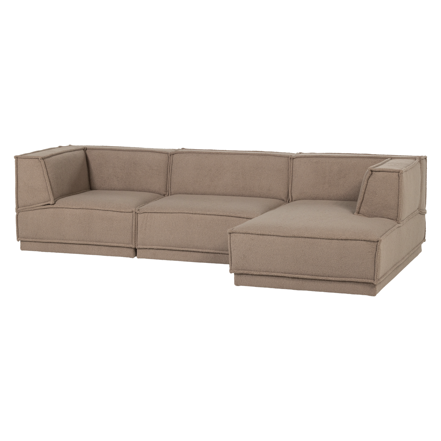 Right-facing Corner Sofa MANU Beige Lambskin