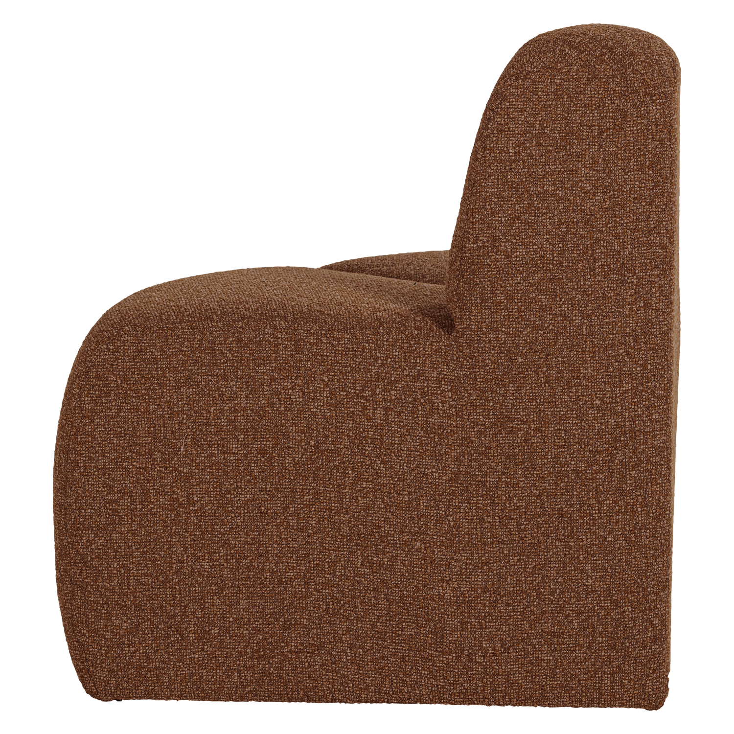 Modulární pohovka MOJO BENCH - zaoblený rohový prvek cihlově hnědý bouclé
