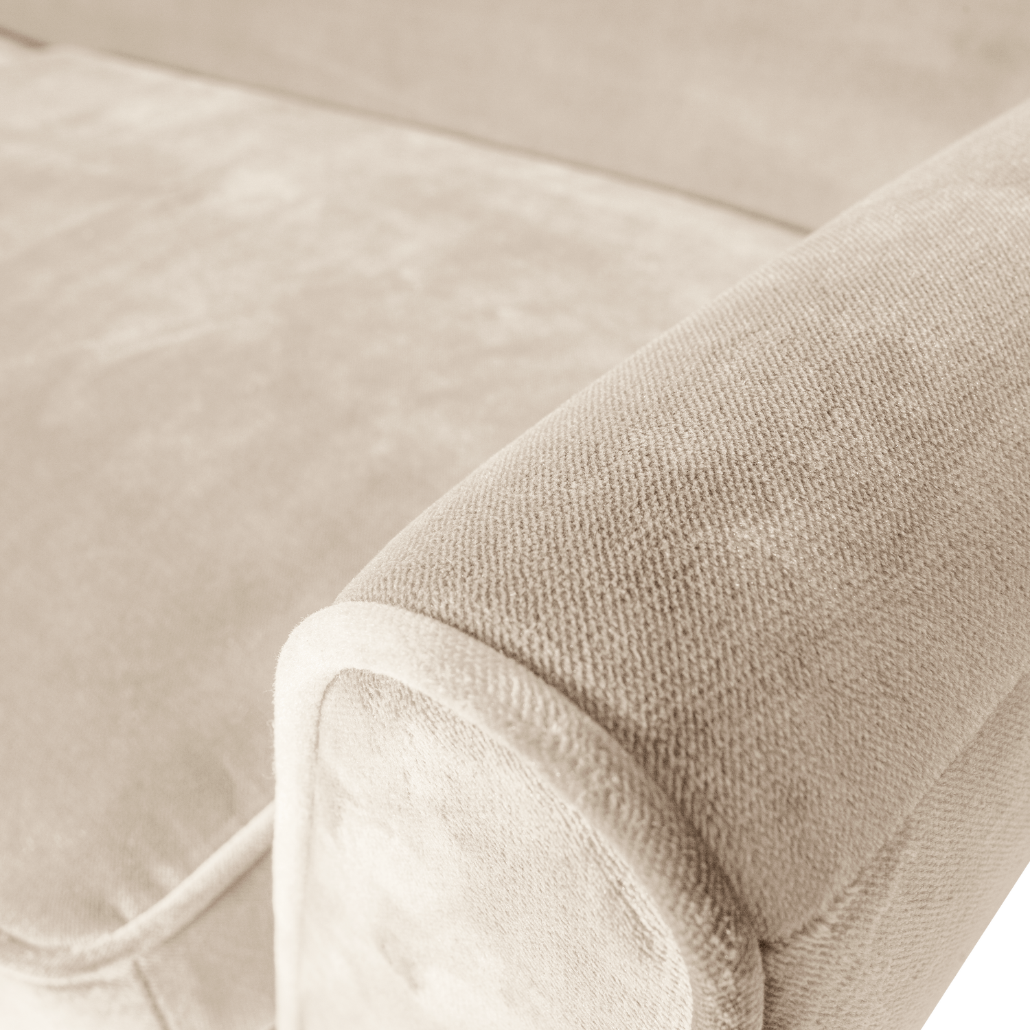 Velvet Sofa for 4 People ROCCO Broken White