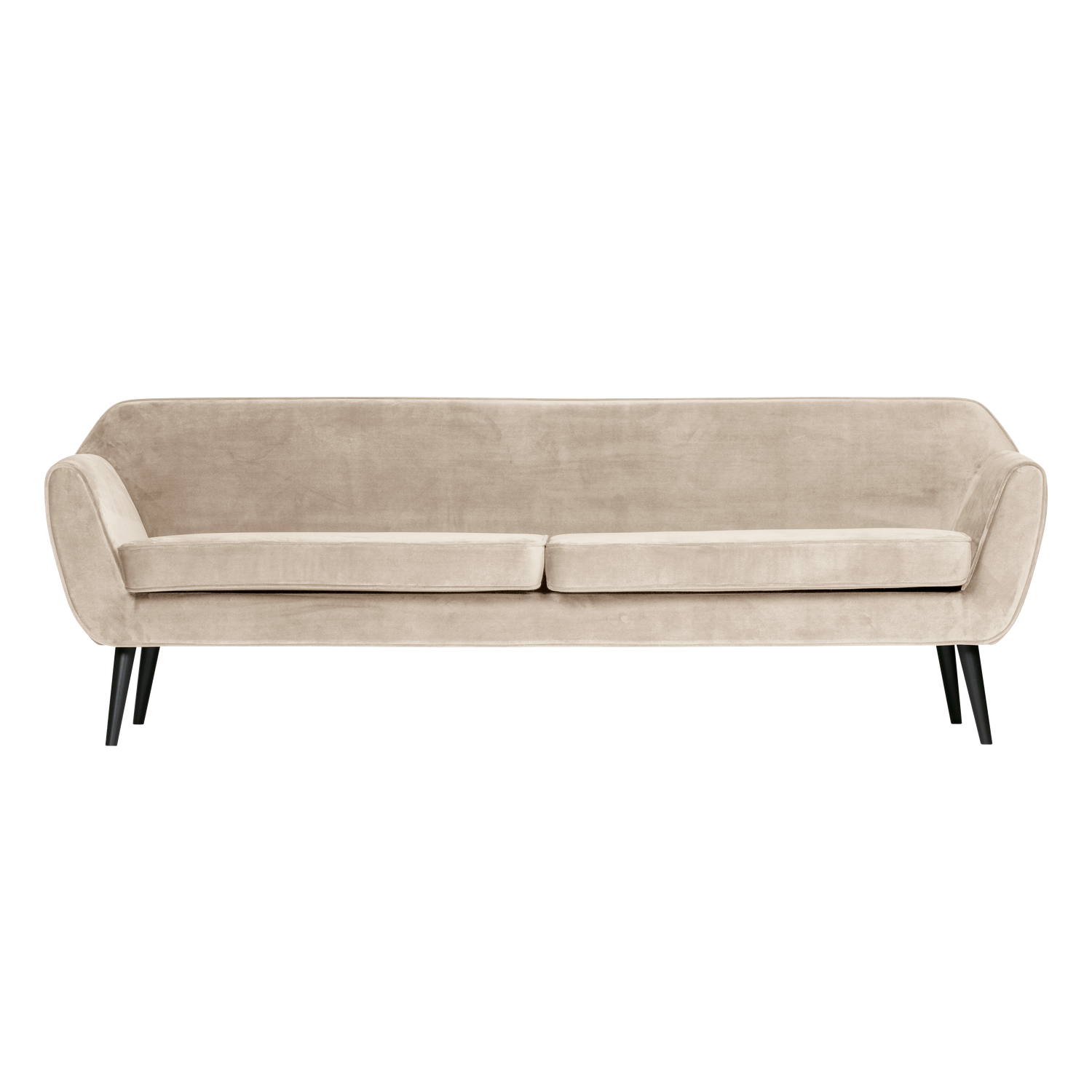 Velvet Sofa for 4 People ROCCO Broken White