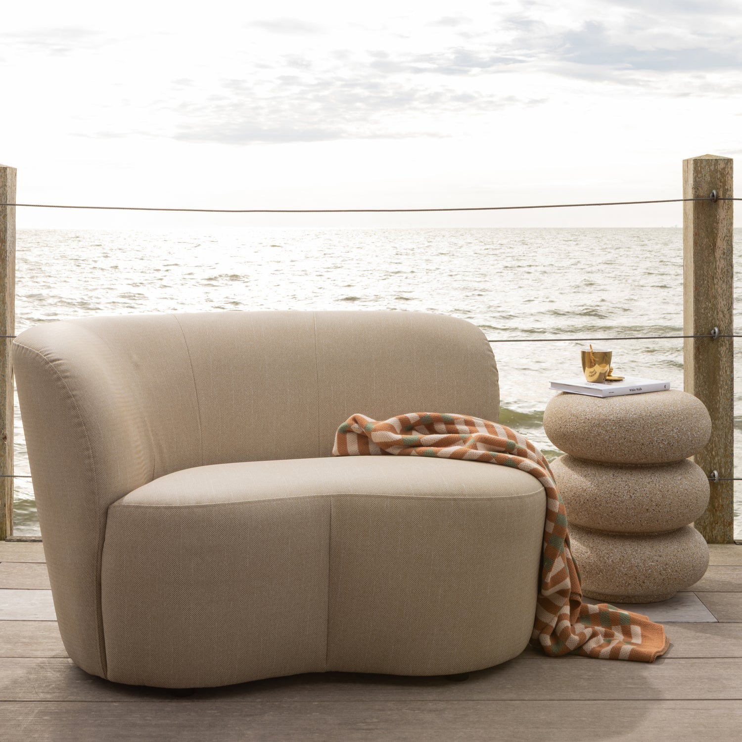 Zahradní pohovka levostranná STONE písková