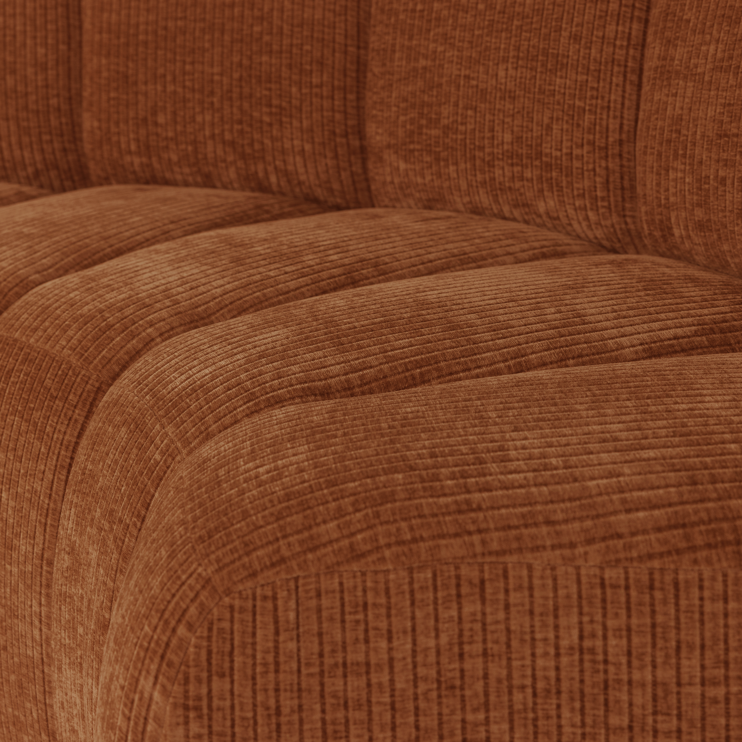 MOJO BENCH Modular Sofa - Curved Corner Element in Brick Brown Corduroy