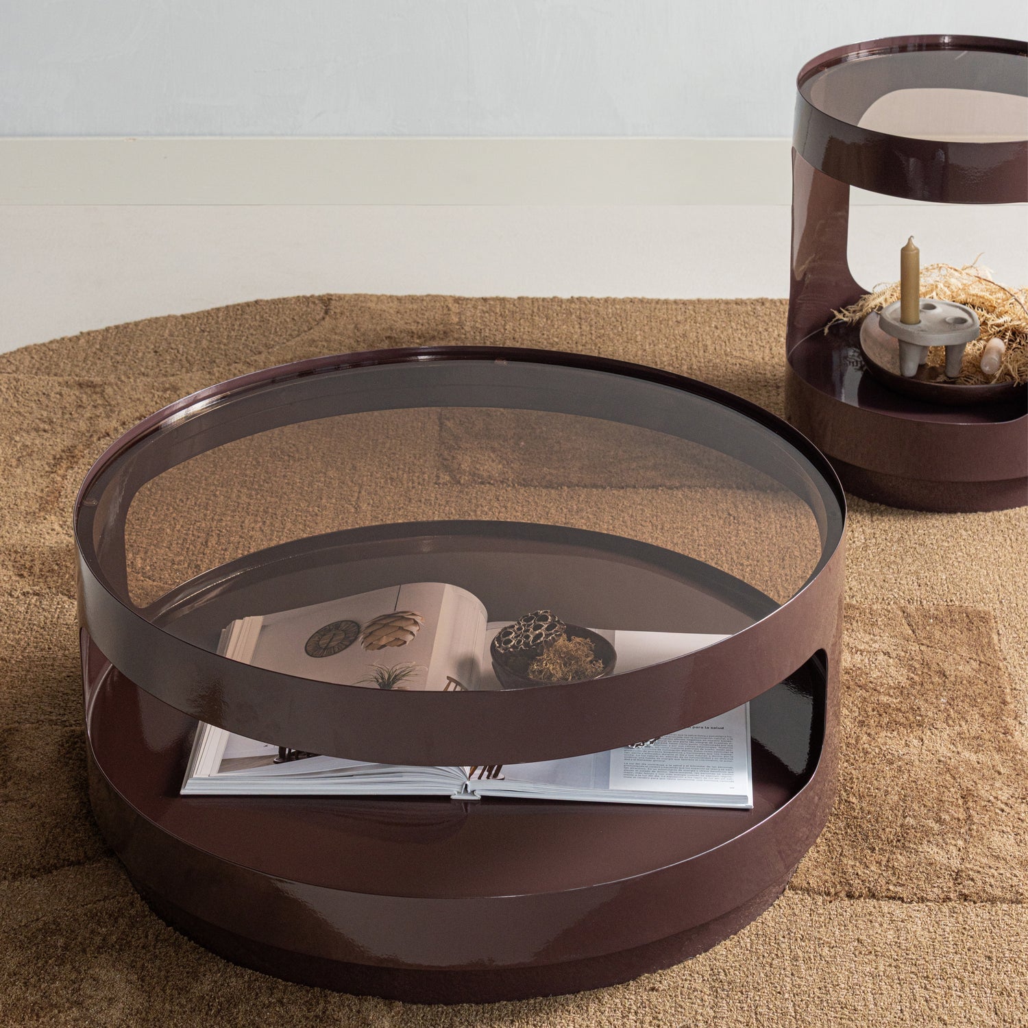 SERO Brown Coffee Table with Glass Top