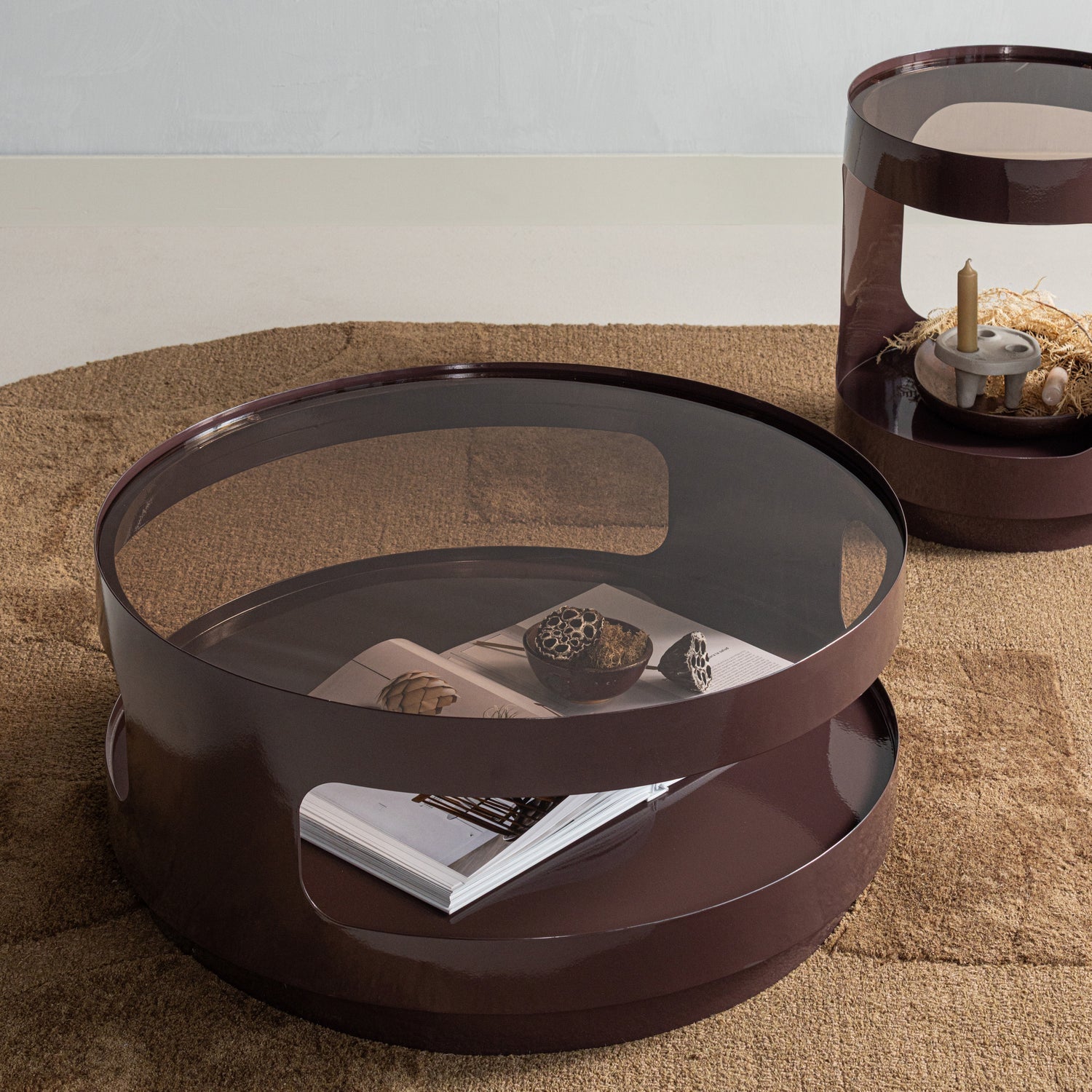 SERO Brown Coffee Table with Glass Top