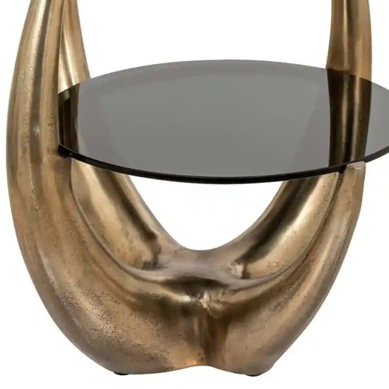 Boční stolek AIDA skleněný se zlatou základnou