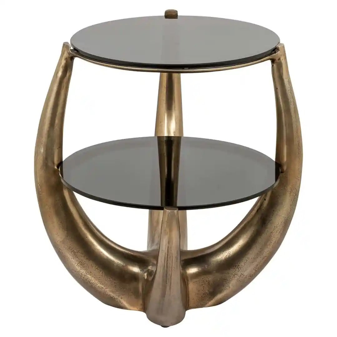 AIDA glass side table with a gold base