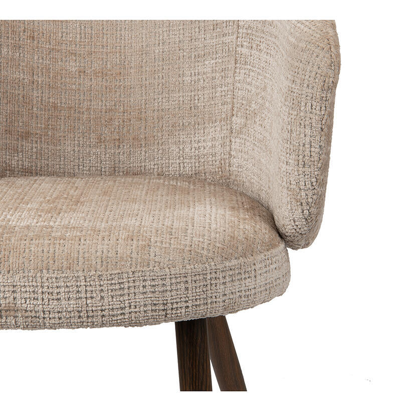LUNA Chair in Cream Beige with Dark Wooden Base