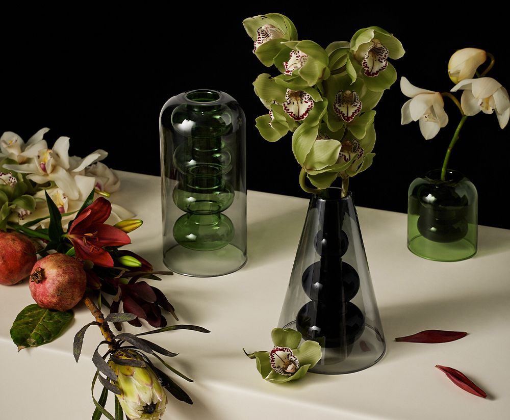 Váza BUMP zelené sklo