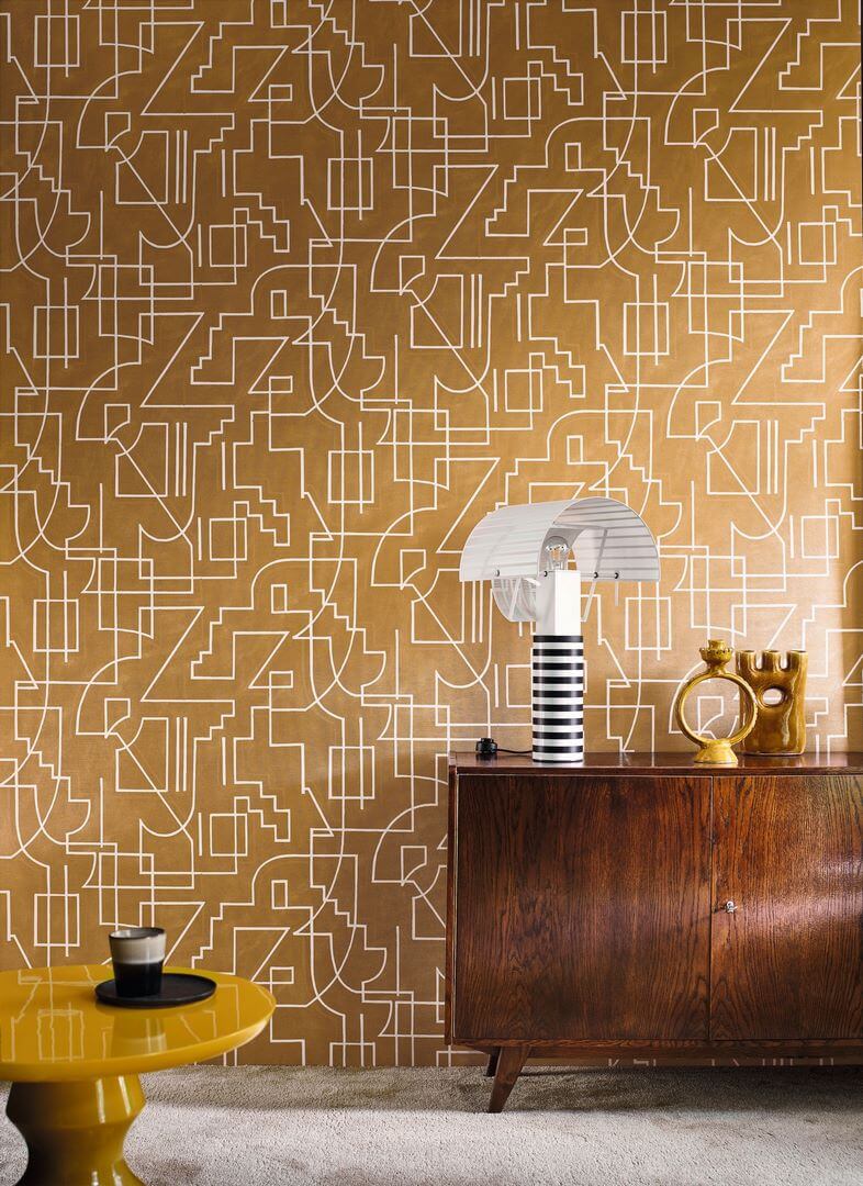 Structural wallpaper with a geometric pattern ALEXANDER - MARINE navy blue
