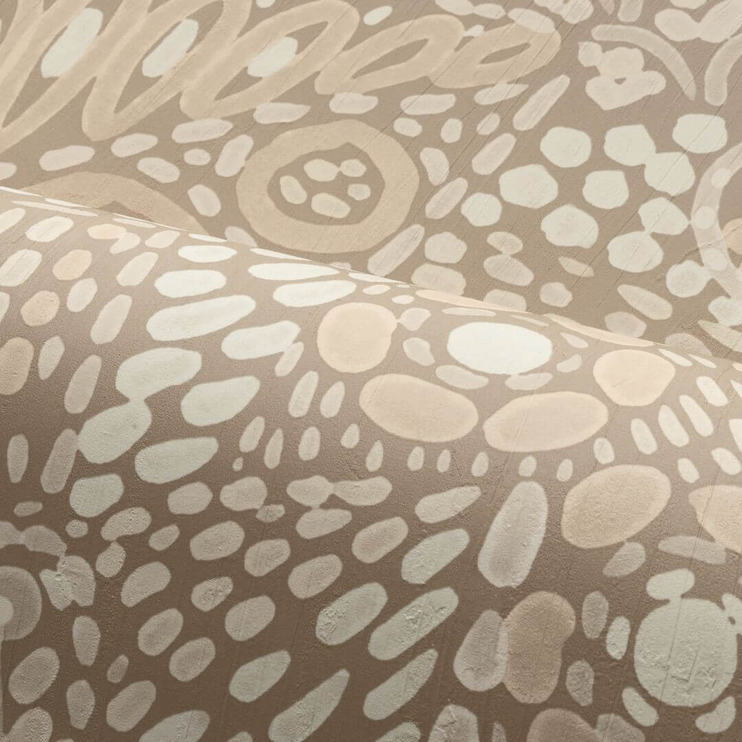 TALAVERA Plant Motif Wallpaper - MARRON GLACÉ Muted Brown
