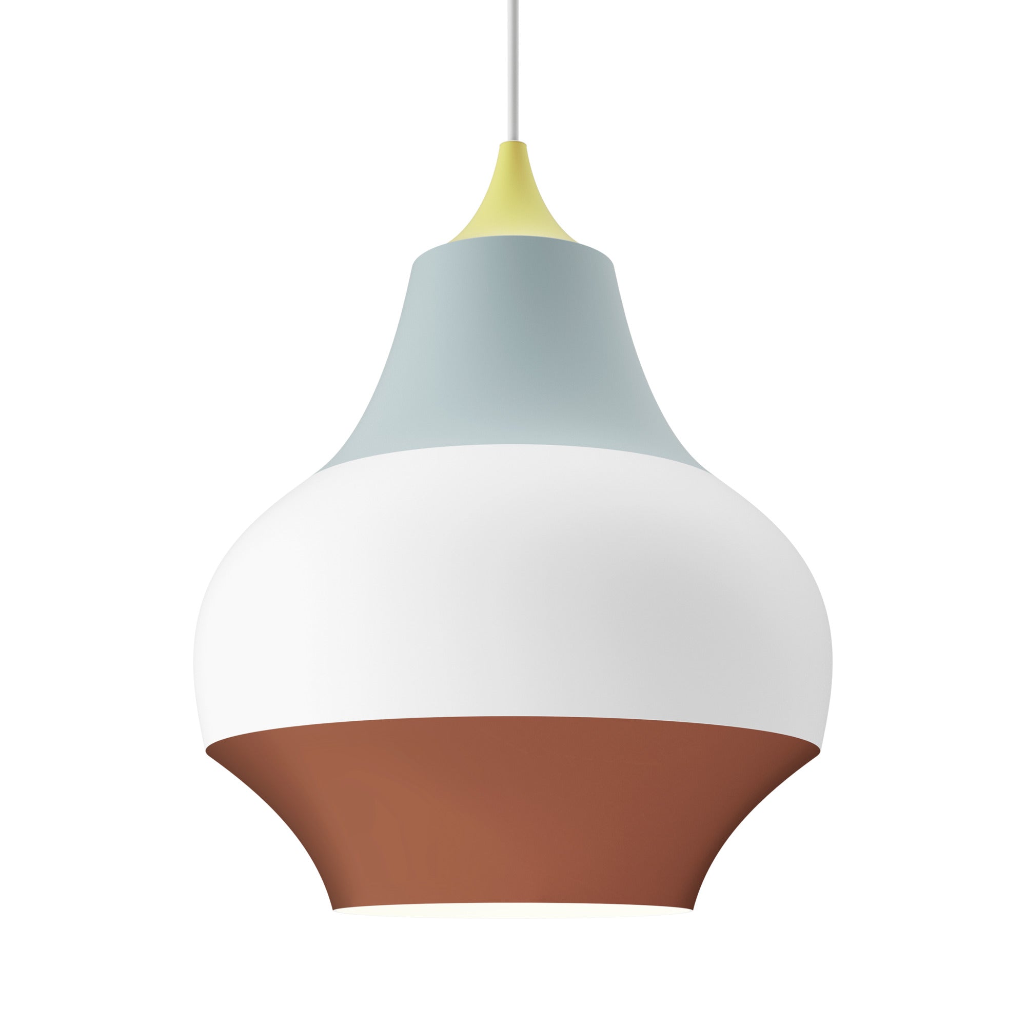 Pendant lamp CIRQUE copper-white-blue with yellow tip