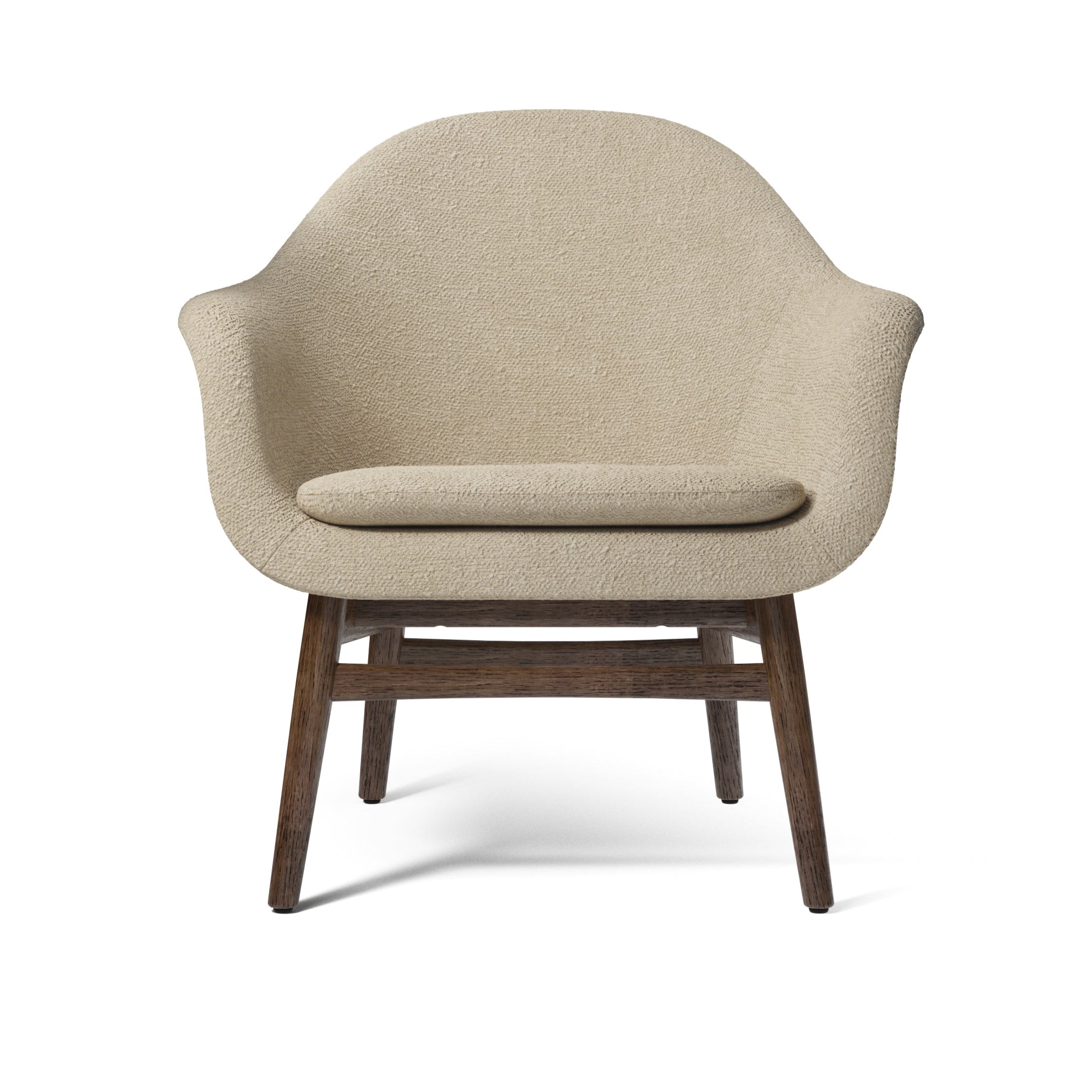 HARBOUR beige armchair with a dark oak base