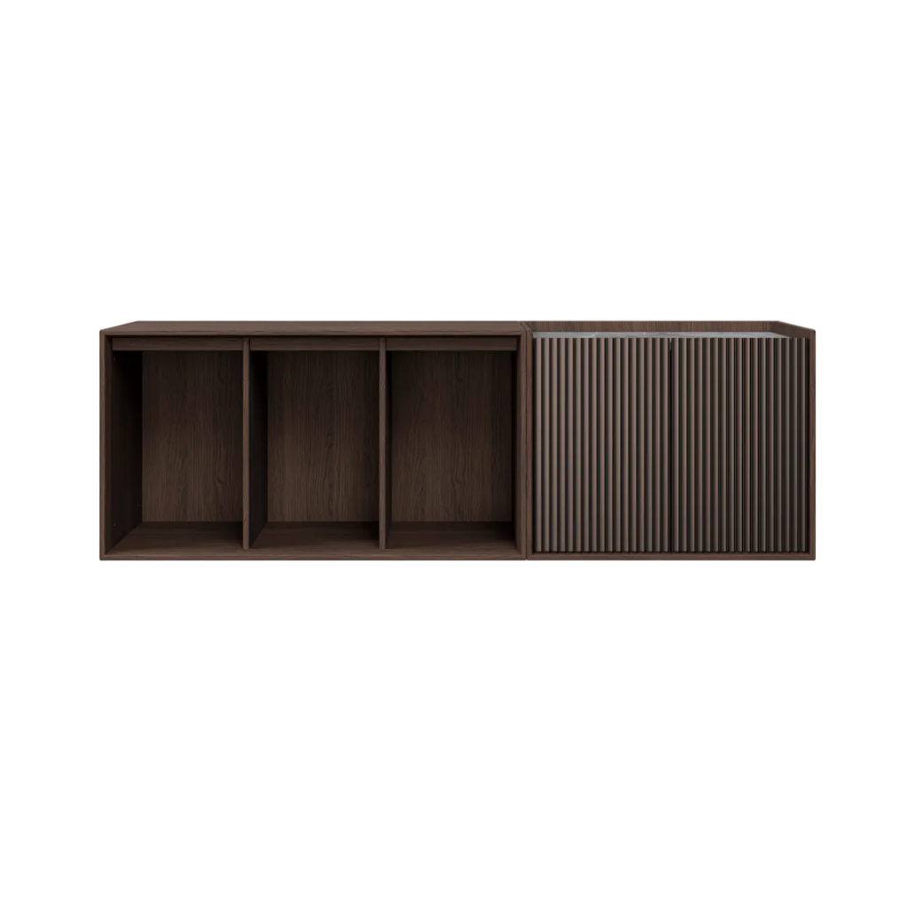 H5 Wall-Mounted Cabinet Dark Oak Veneer with Gray Marble Top
