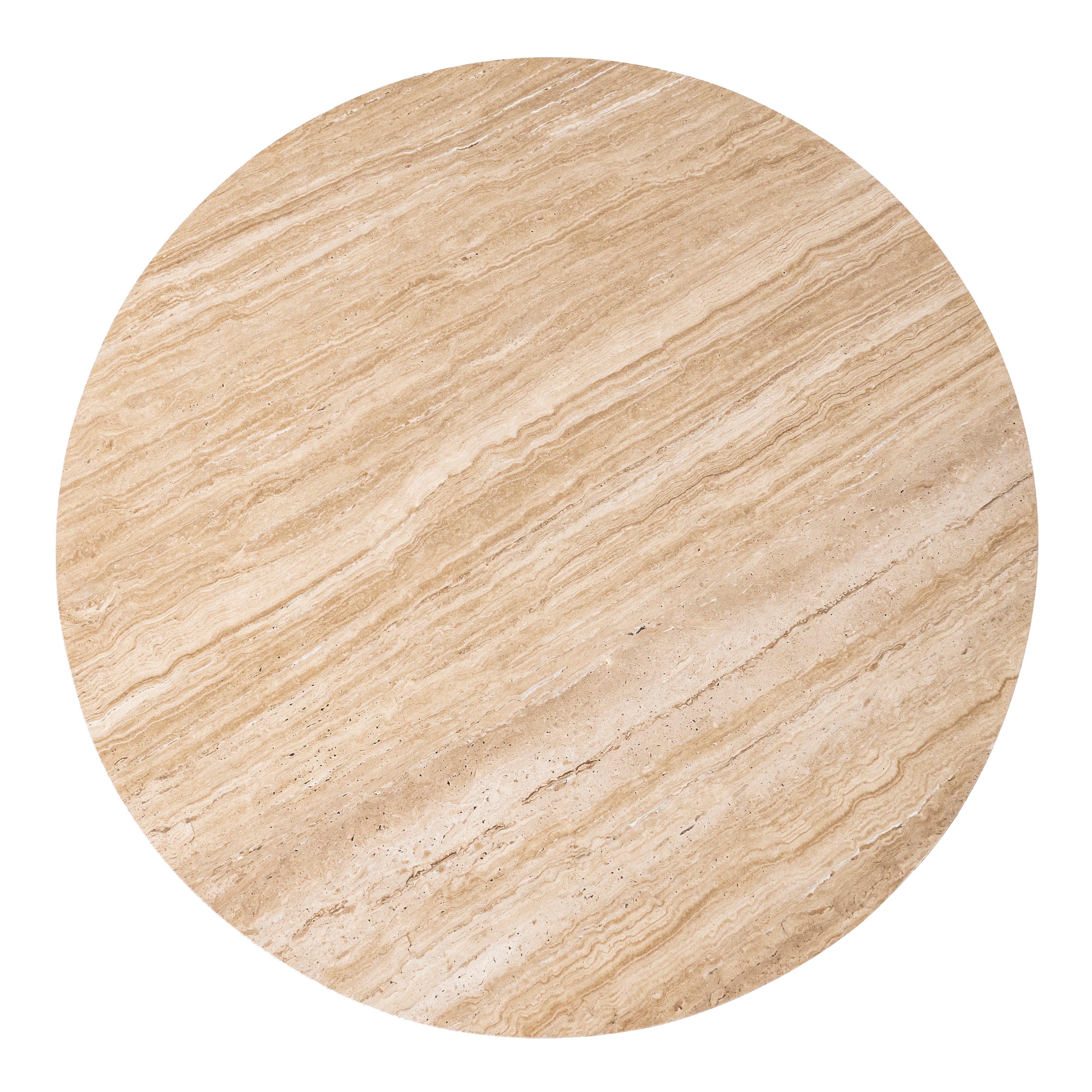 Round Table AIKIN Travertine with Wooden Base