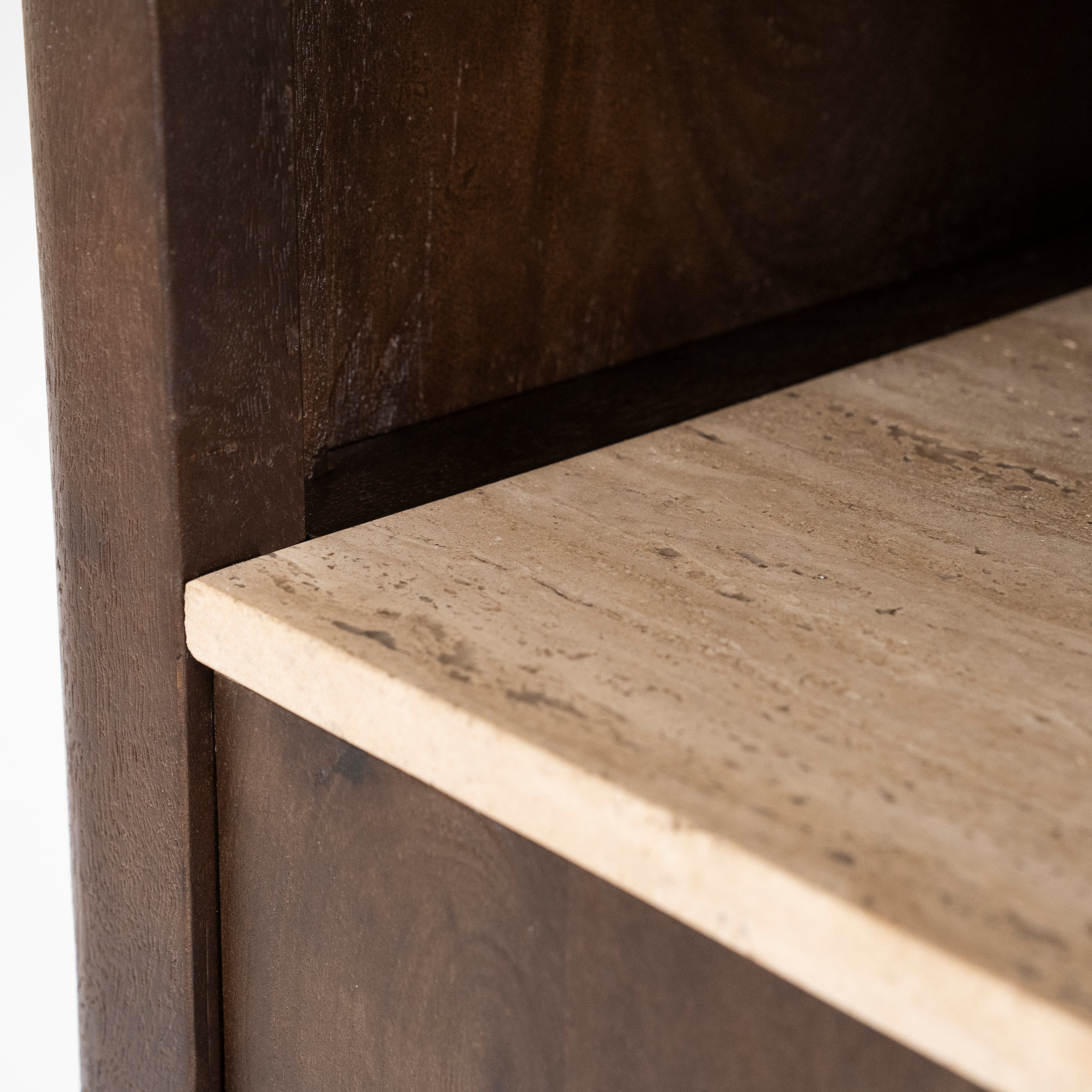 Regał LIO brązowe drewno mango z trawertynem