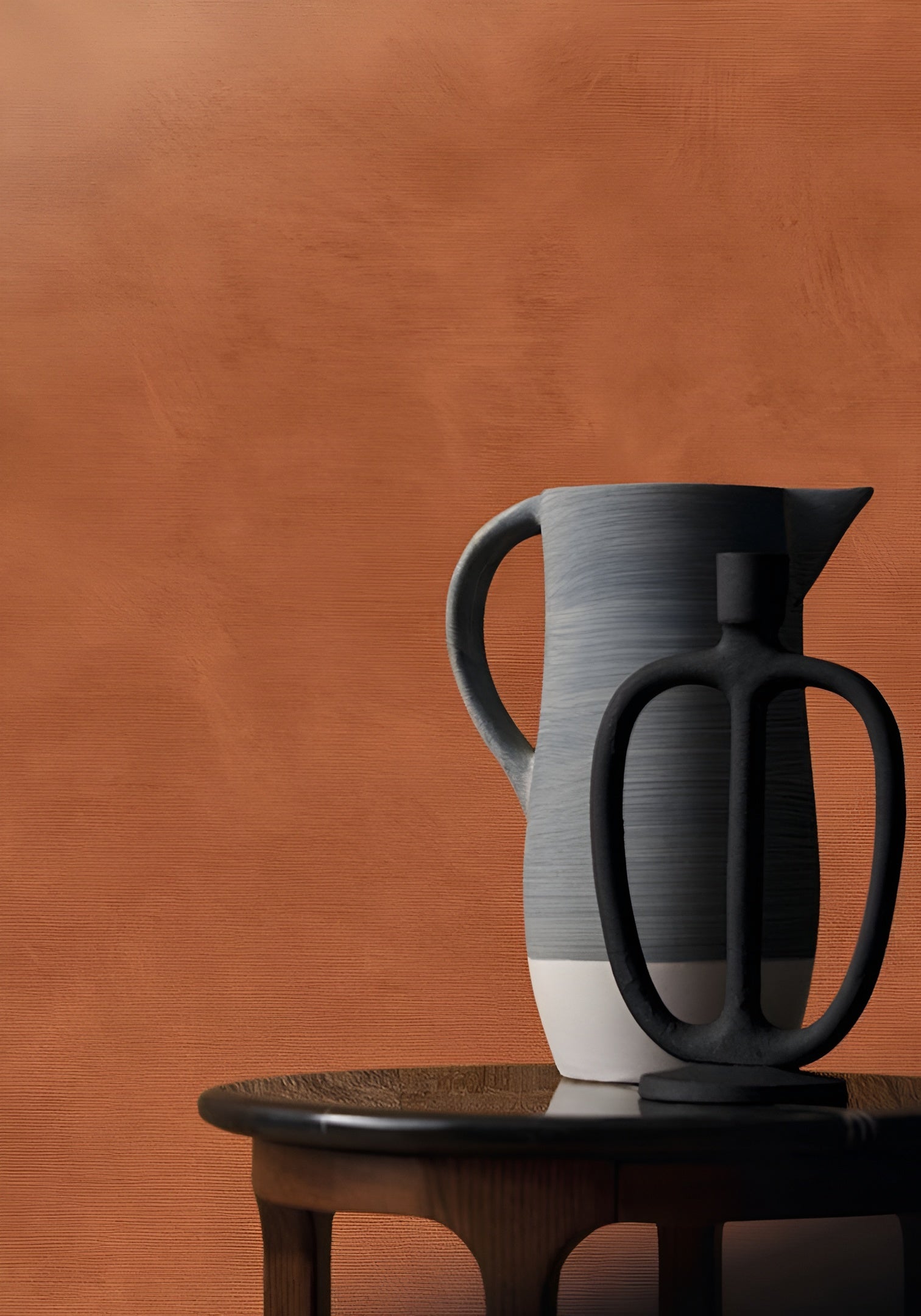 Structural wallpaper imitating canvas ARGILE - TERRE DE SIENNE dark orange