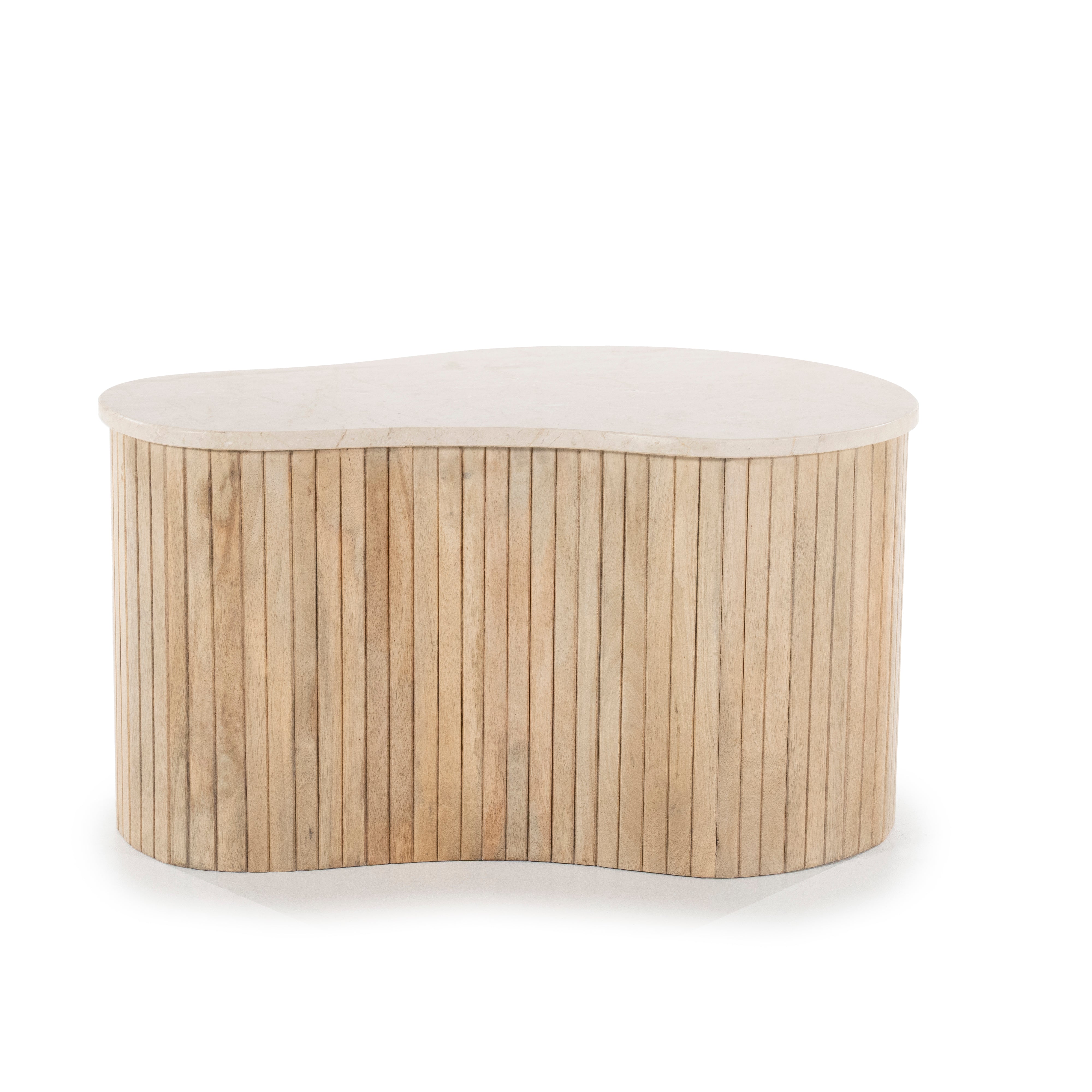 Stolik kawowy KIRA drewno mango z marmurowym blatem