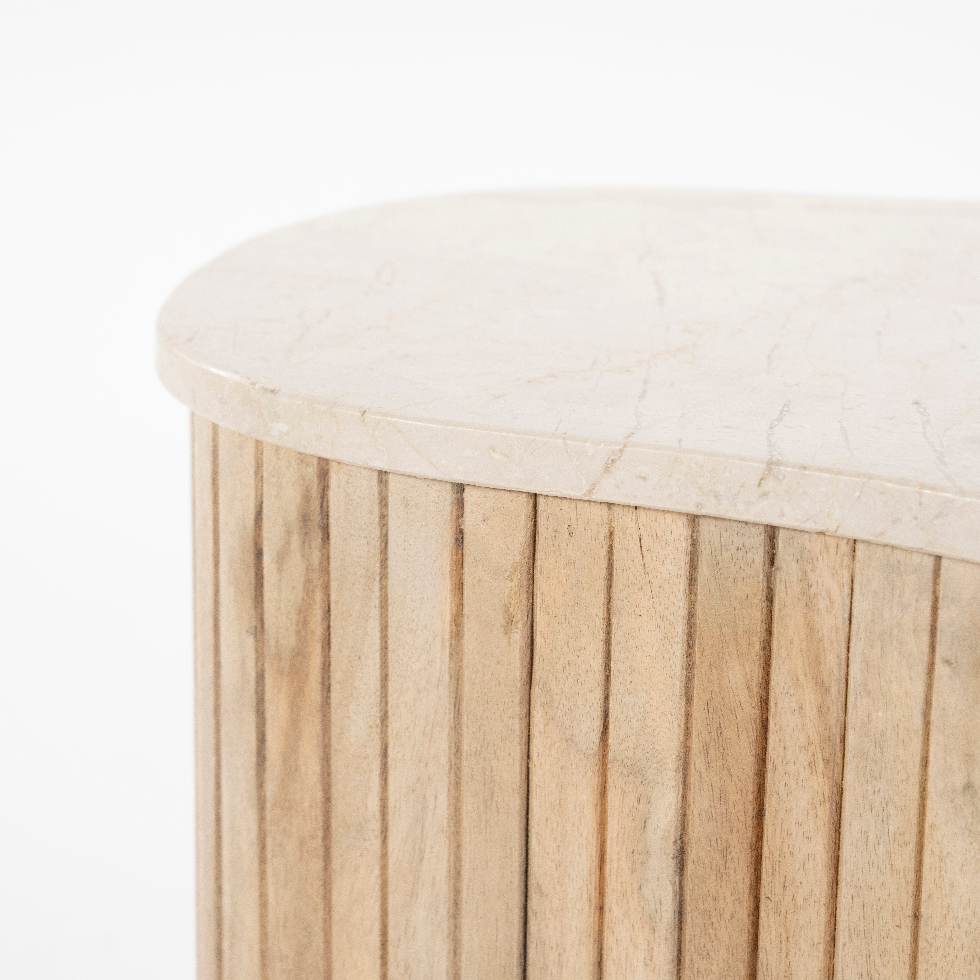 Stolik kawowy KIRA drewno mango z marmurowym blatem