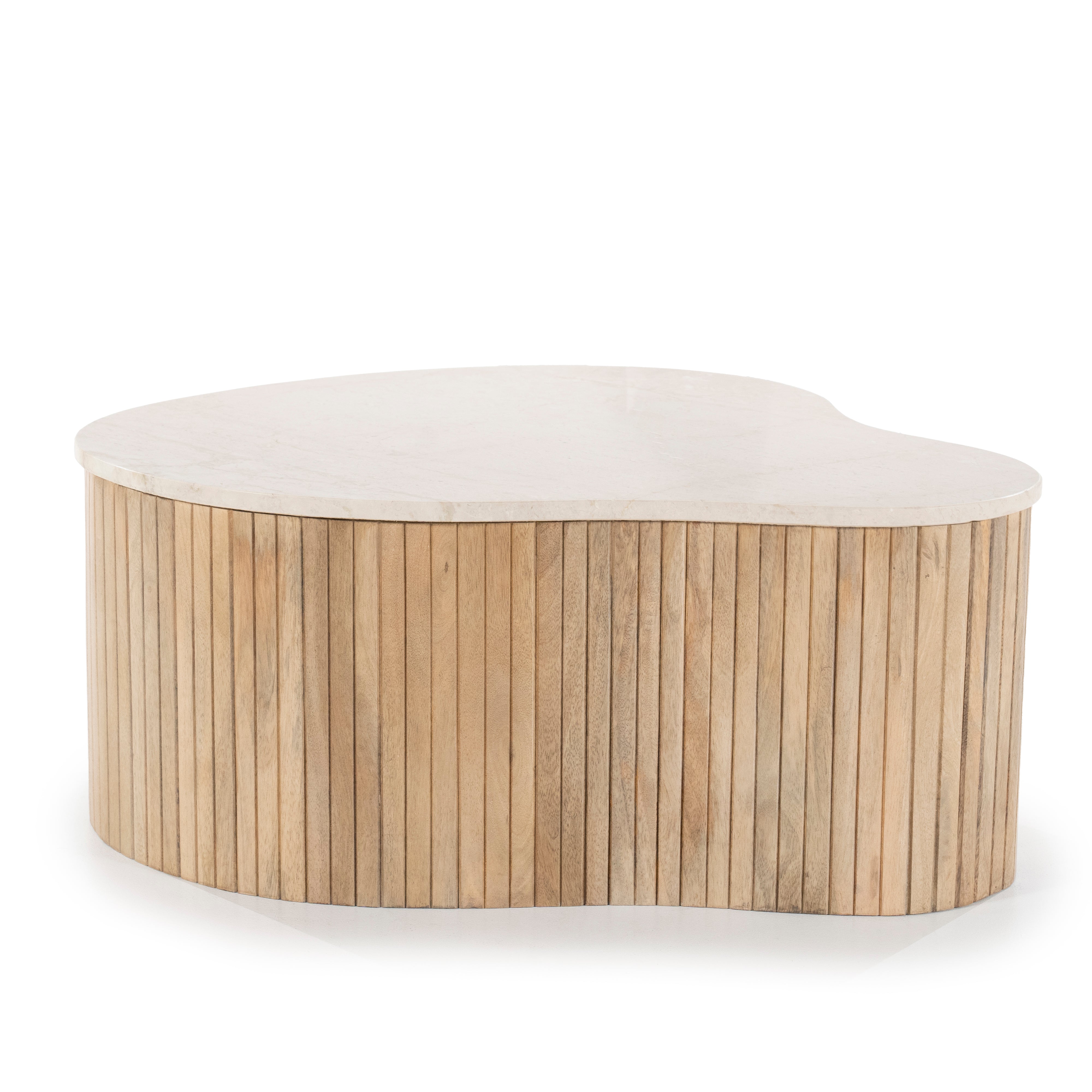 Stolik kawowy KIRA drewno mango z marmurowym blatem