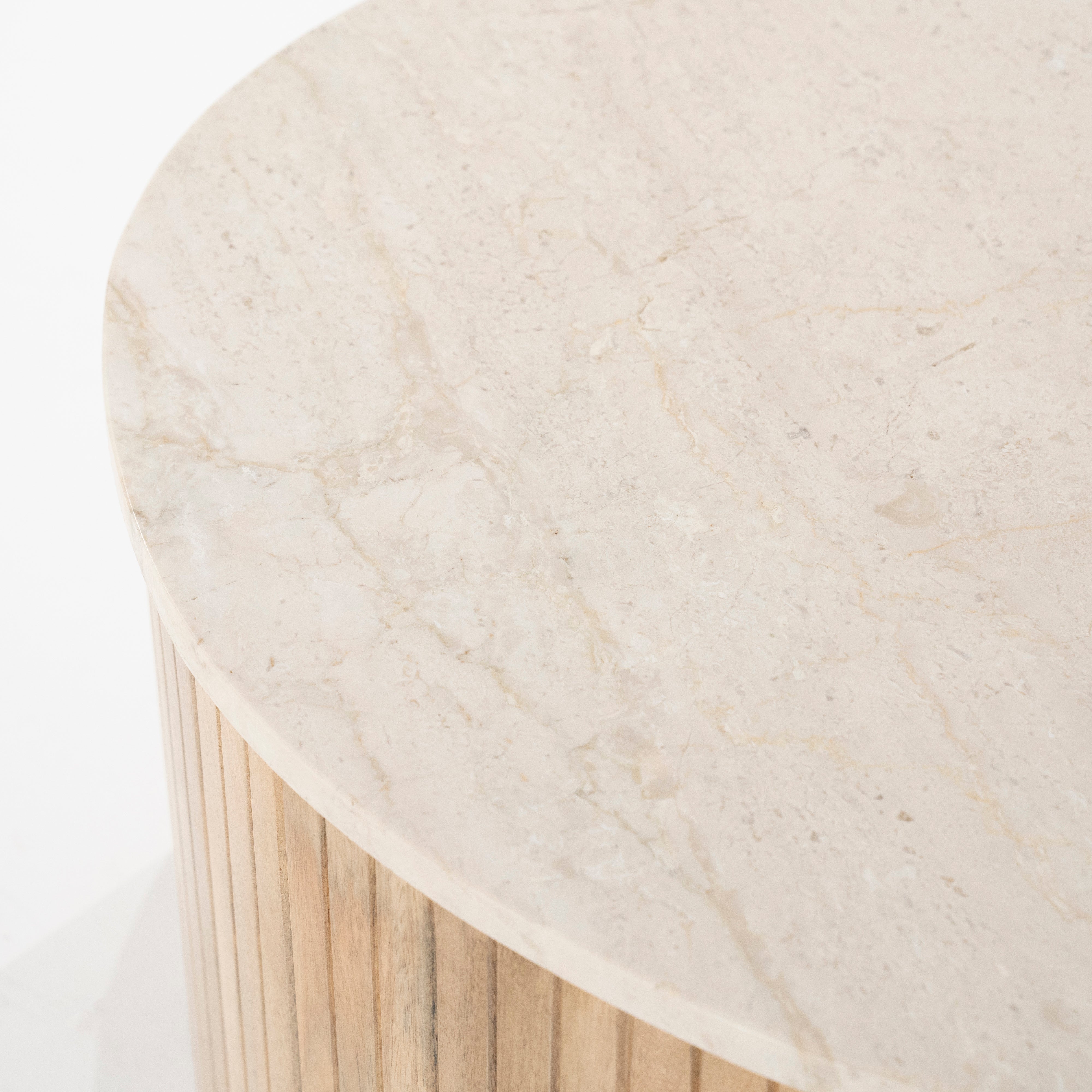 Stolik kawowy KIRA drewno mango z marmurowym blatem