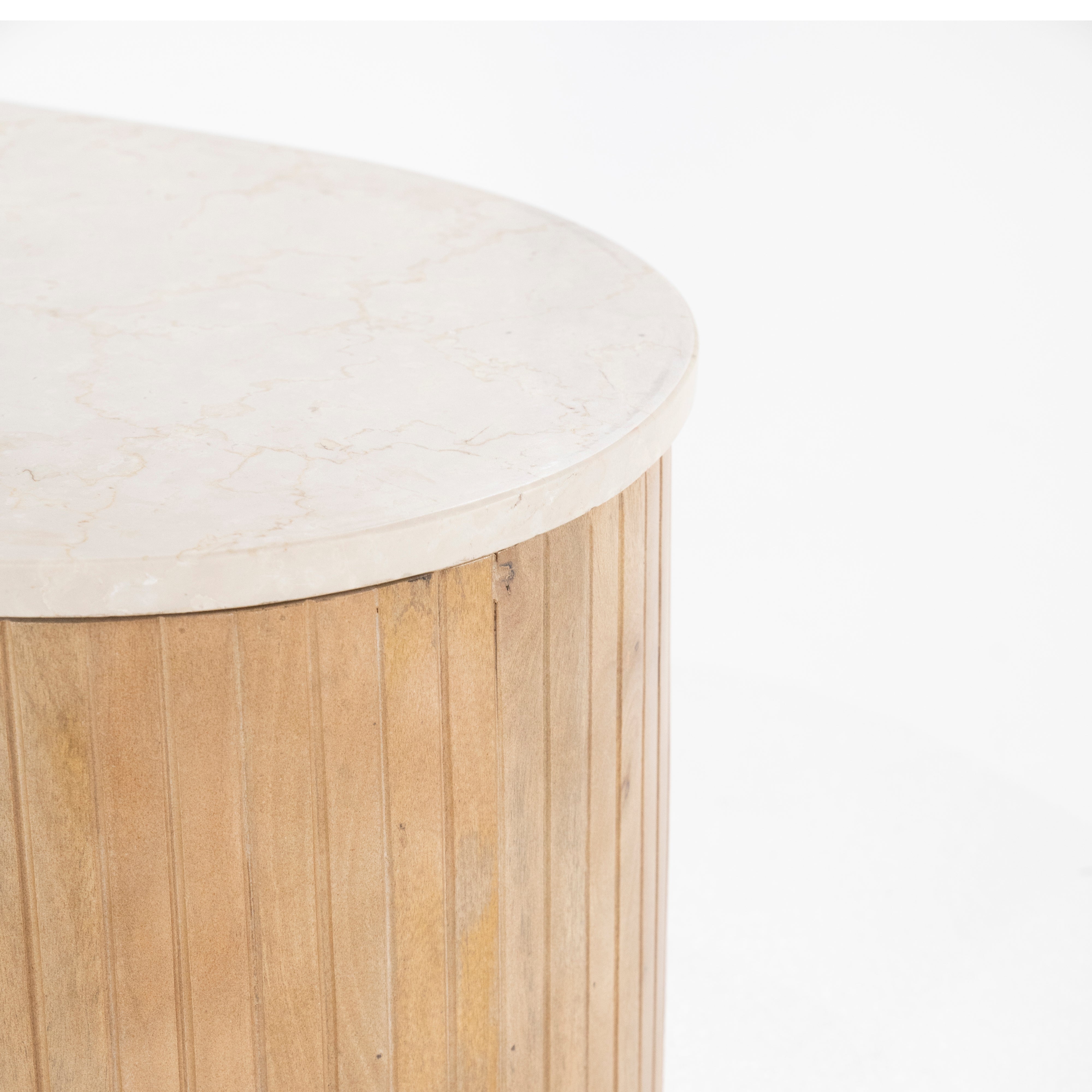 Stolik kawowy KIRA drewno mango z marmurowym blatem