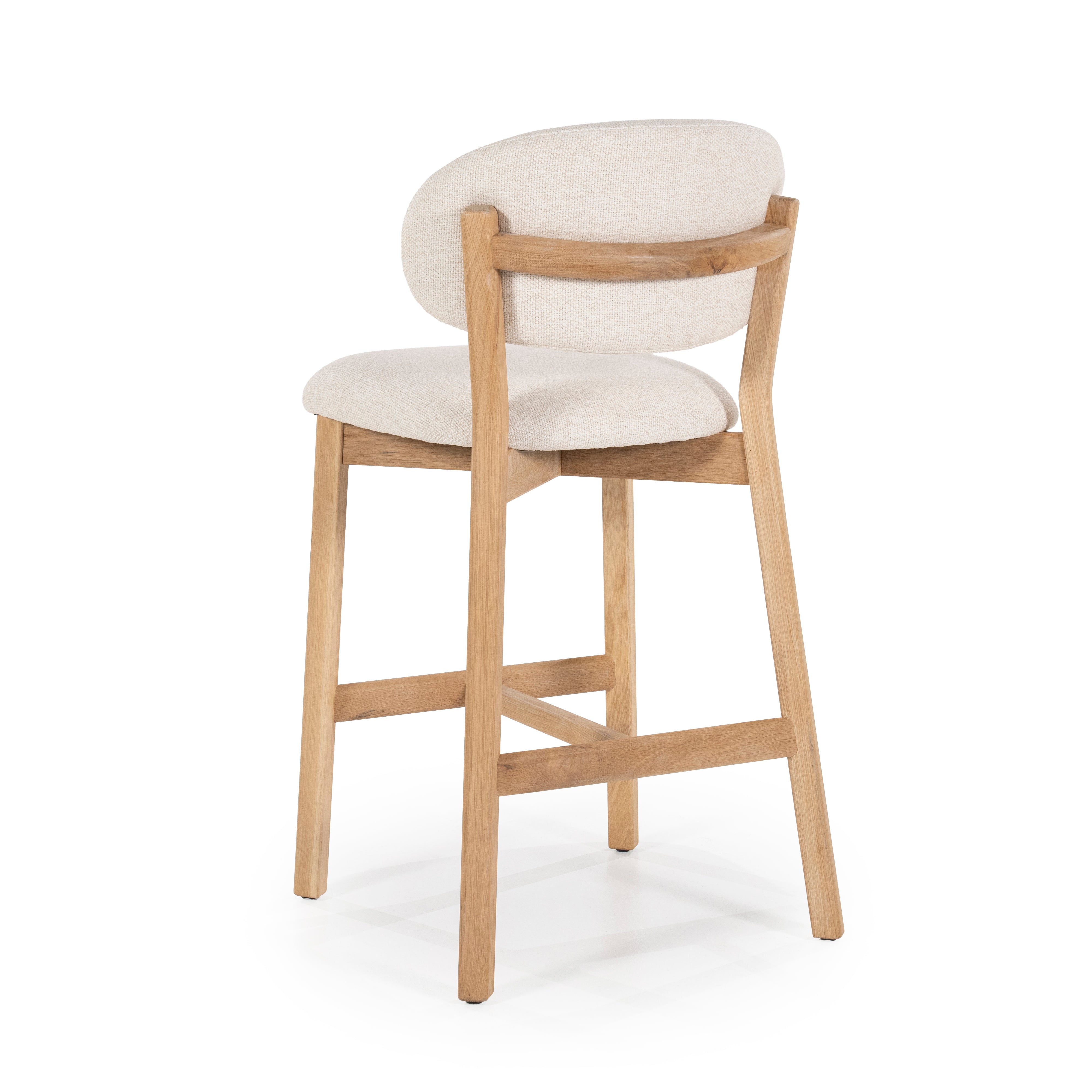 MIKKY Beige Stool with Oak Base