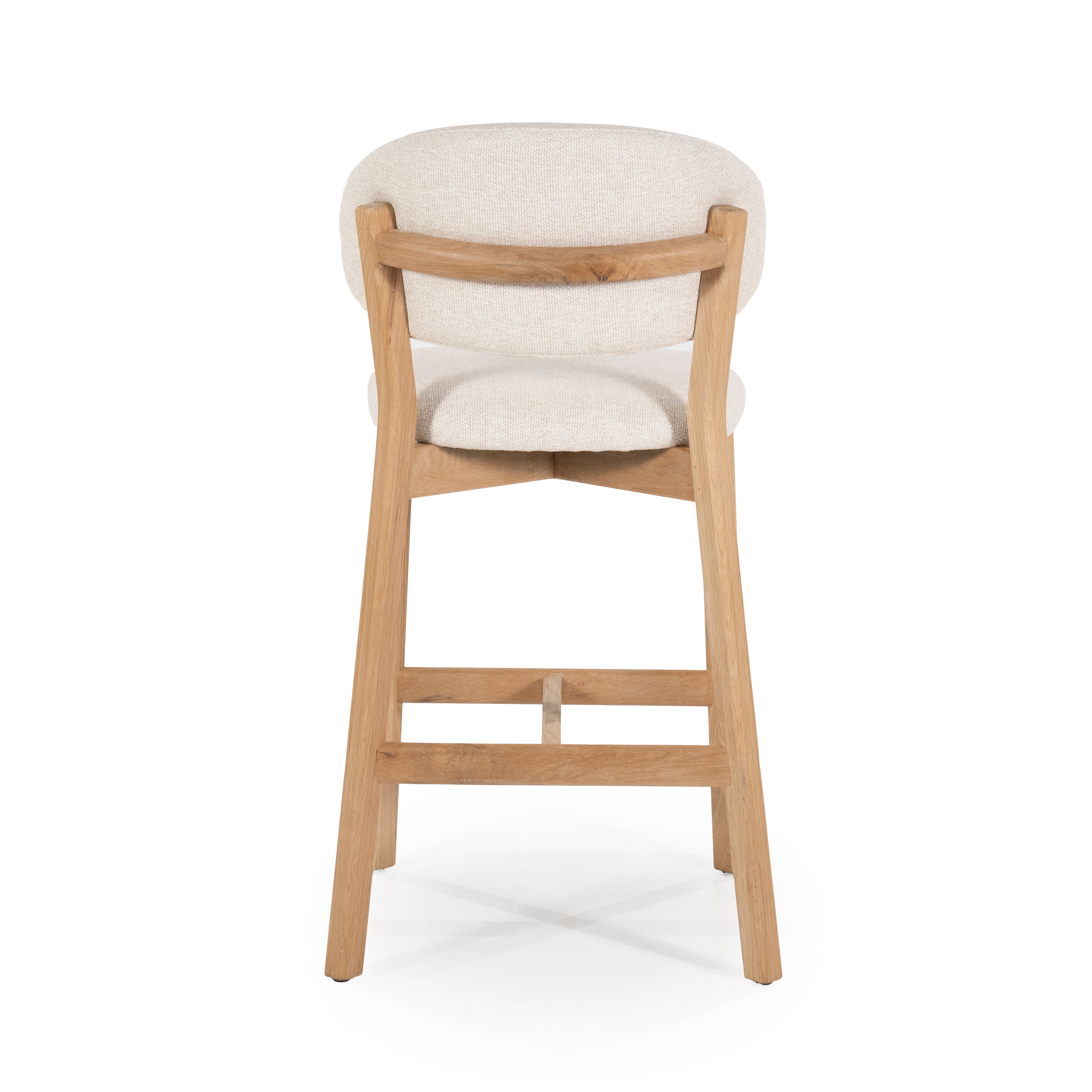 MIKKY Beige Stool with Oak Base