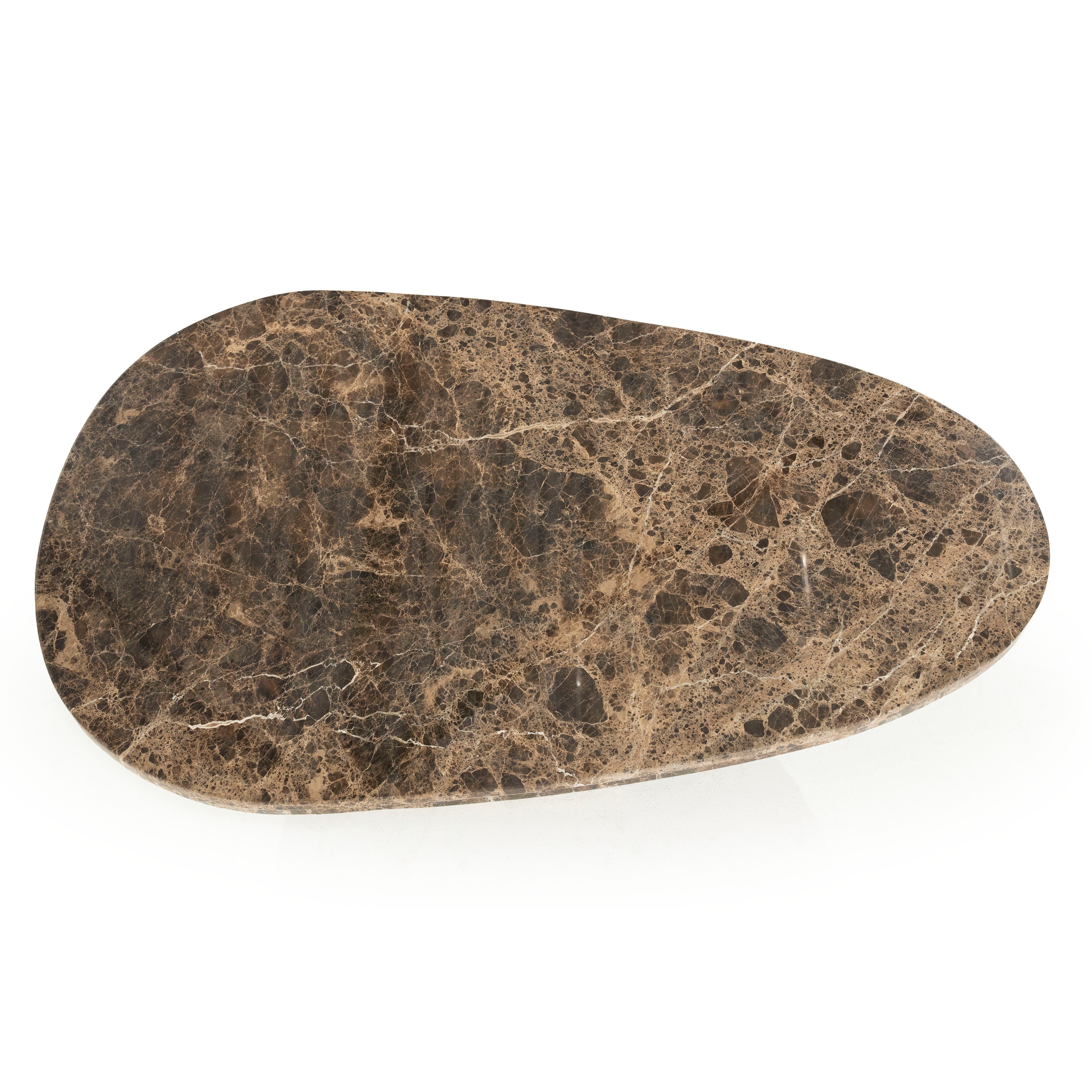 Stolik kawowy BRADLEY ciemnobrązowy marmur z drewnianą podstawą