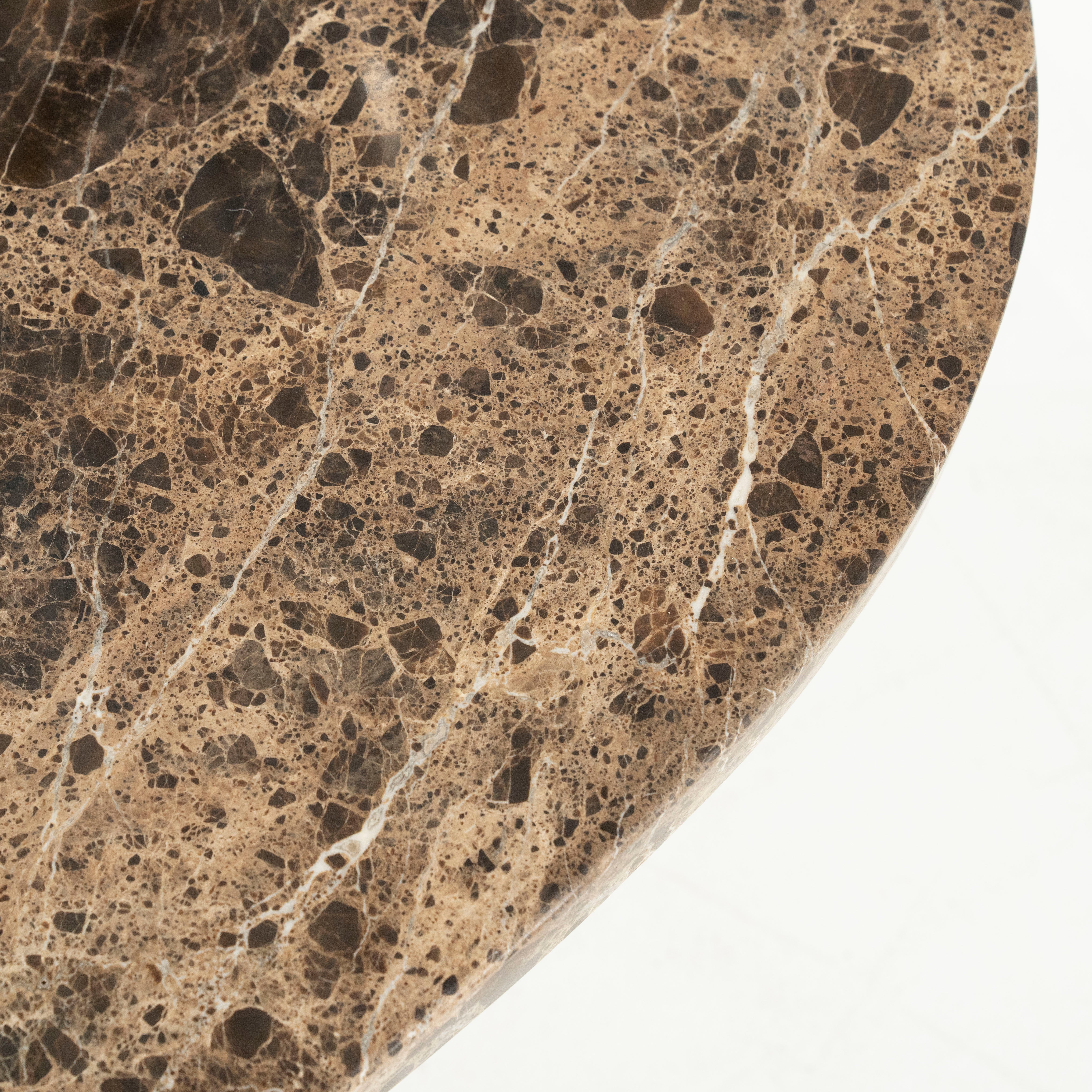 Stolik kawowy BRADLEY ciemnobrązowy marmur z drewnianą podstawą