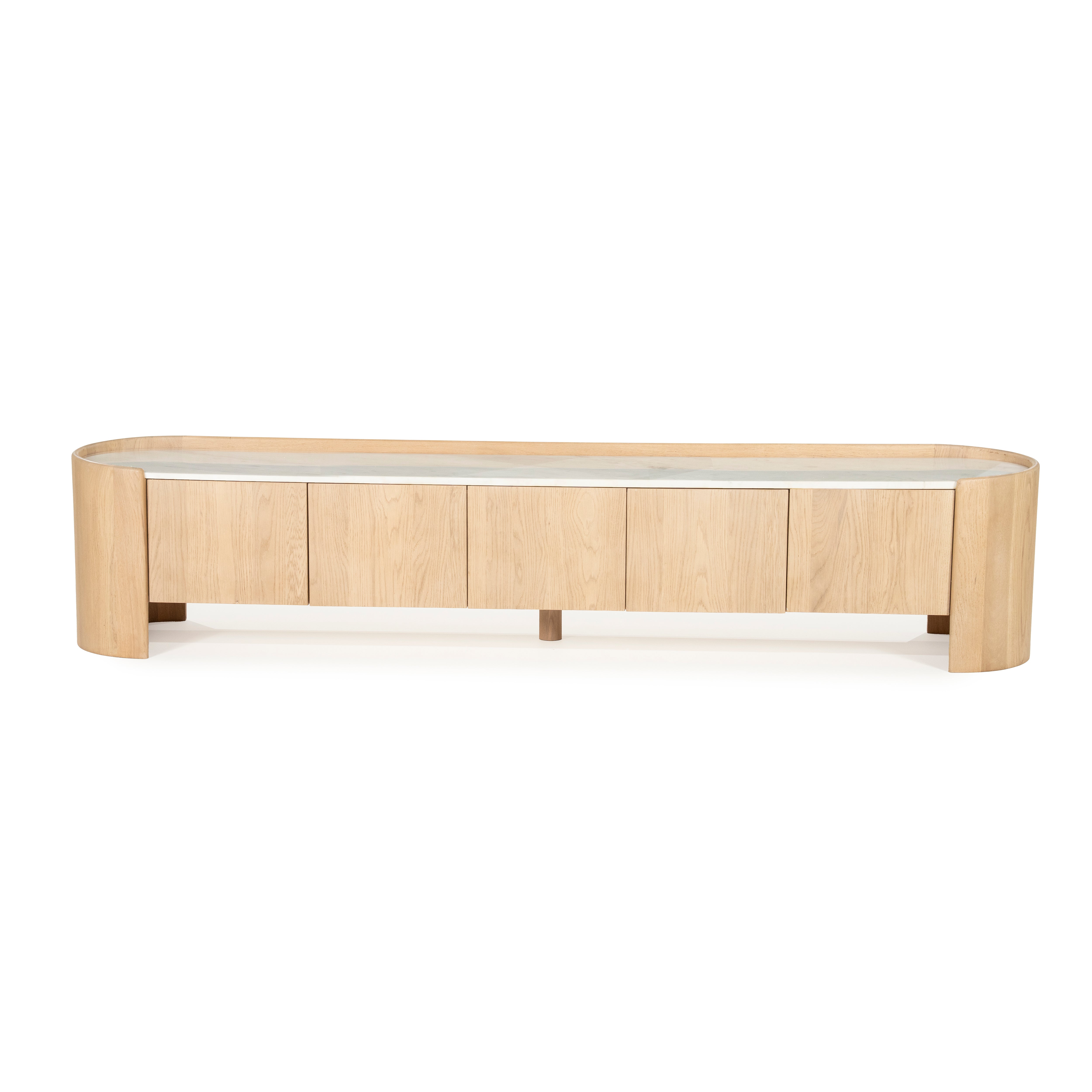 Televizní stolek DON z dubového dřeva s mramorovou deskou