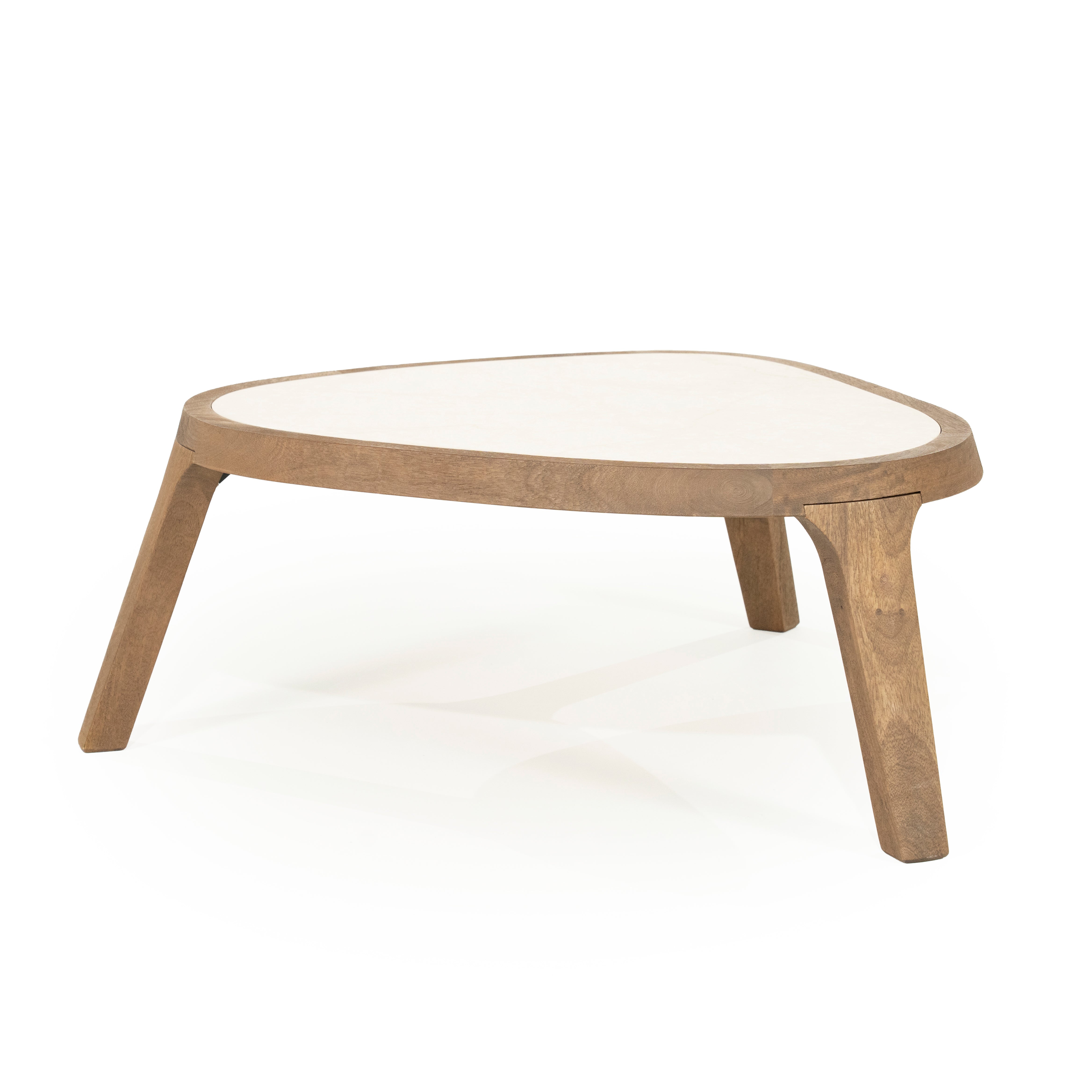 FRED Coffee Table Cream Marble with Wooden Base