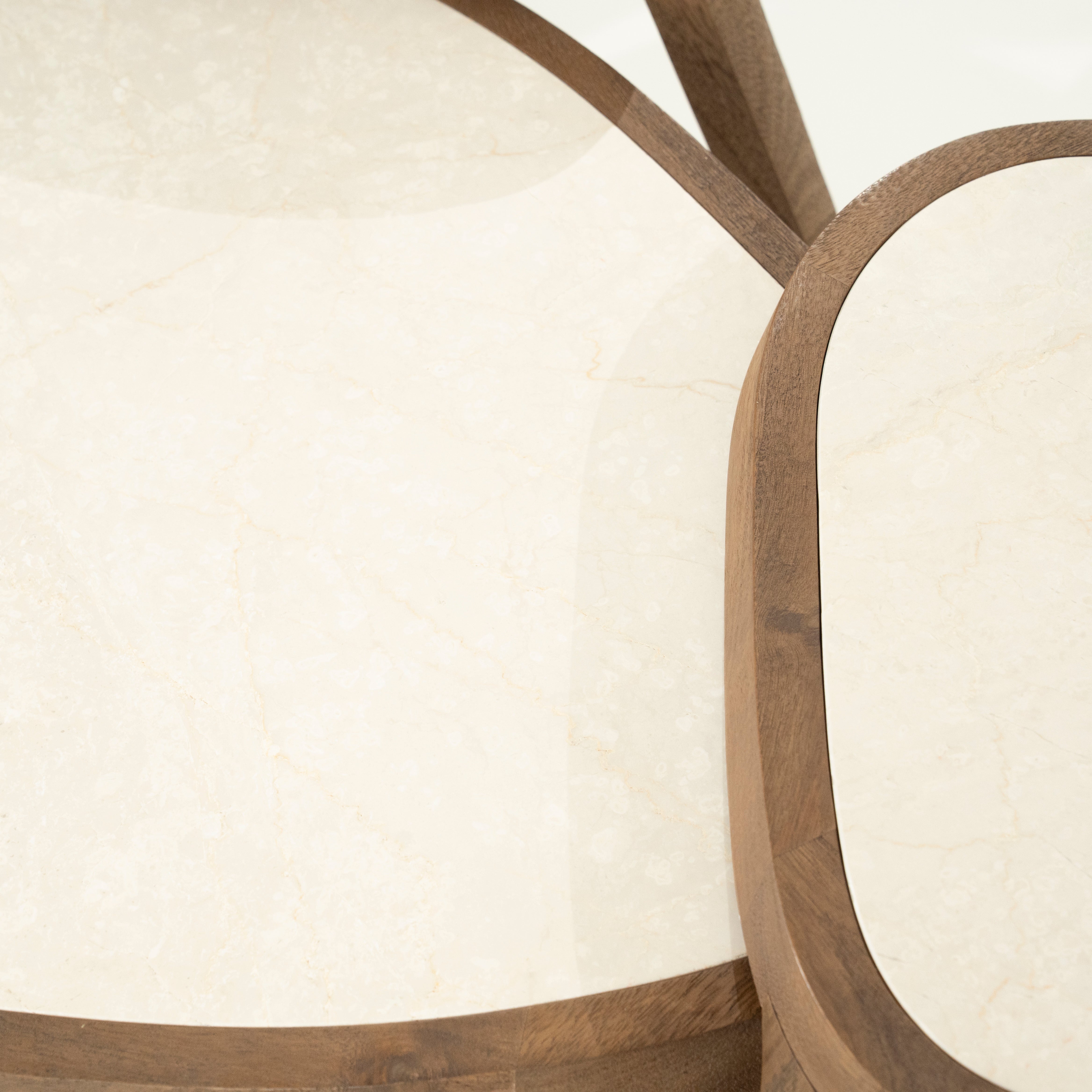 FRED Coffee Table Cream Marble with Wooden Base