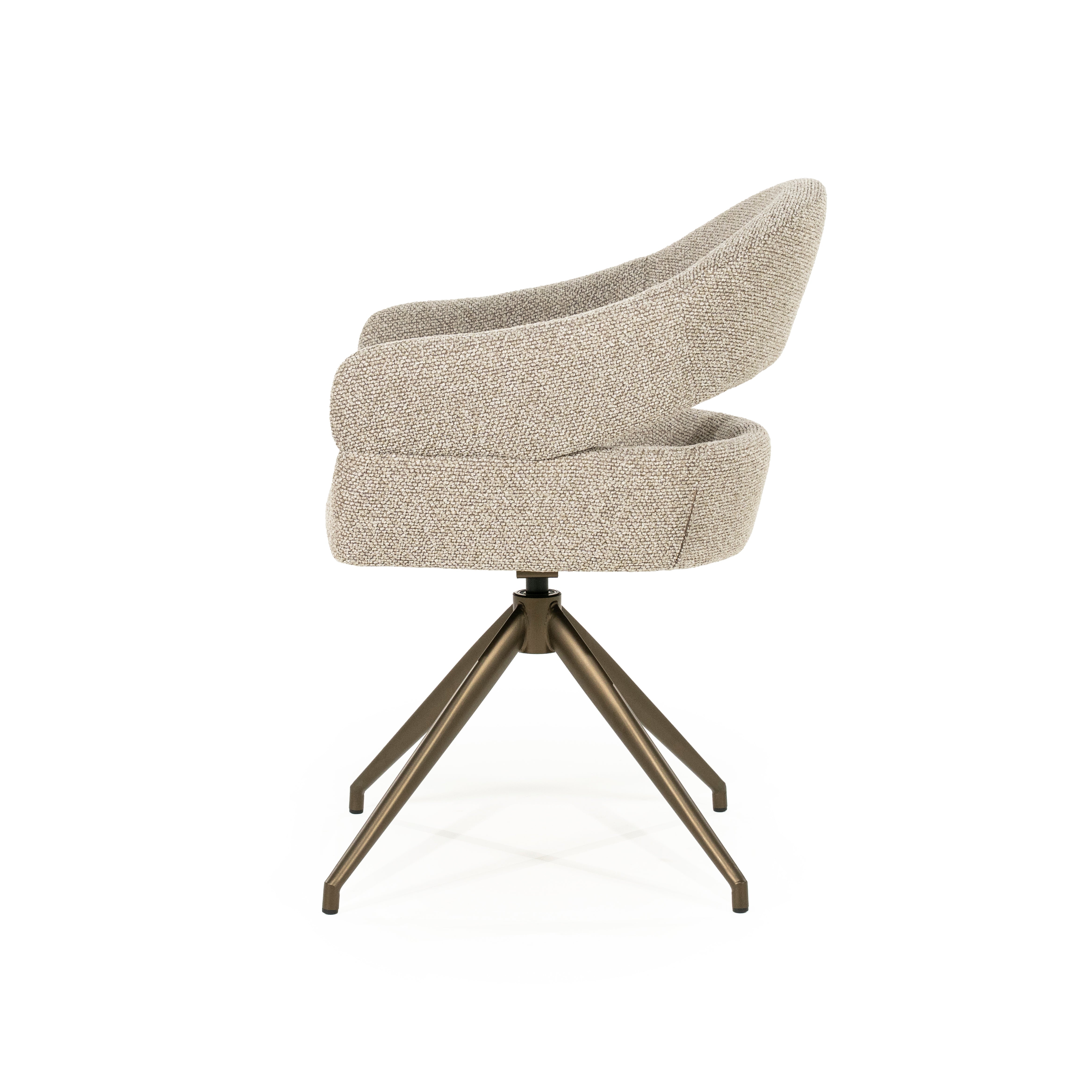 Krzesło obrotowe HAILEY taupe z ciemnobrązową podstawą