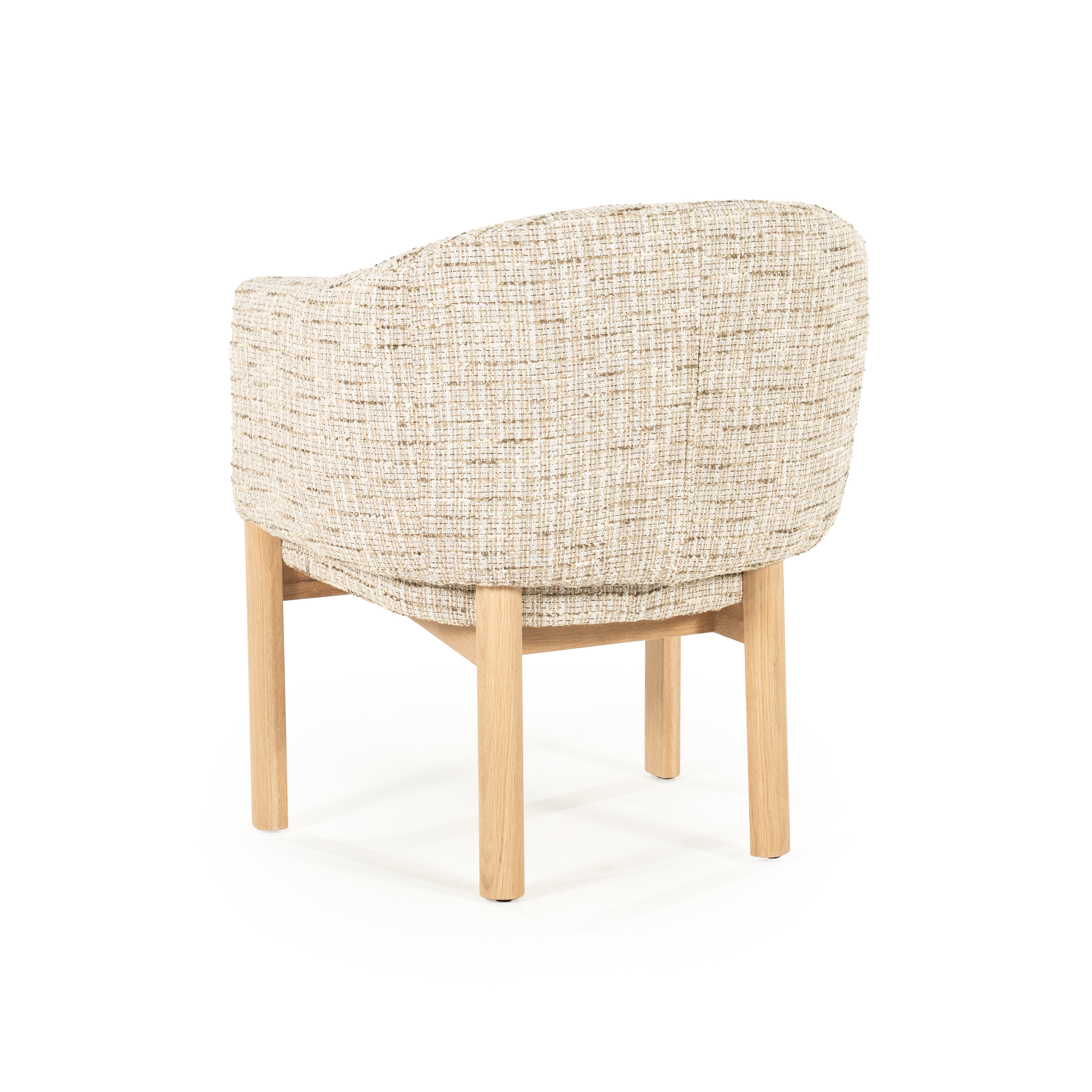MICHA Armchair in Beige with Oak Base