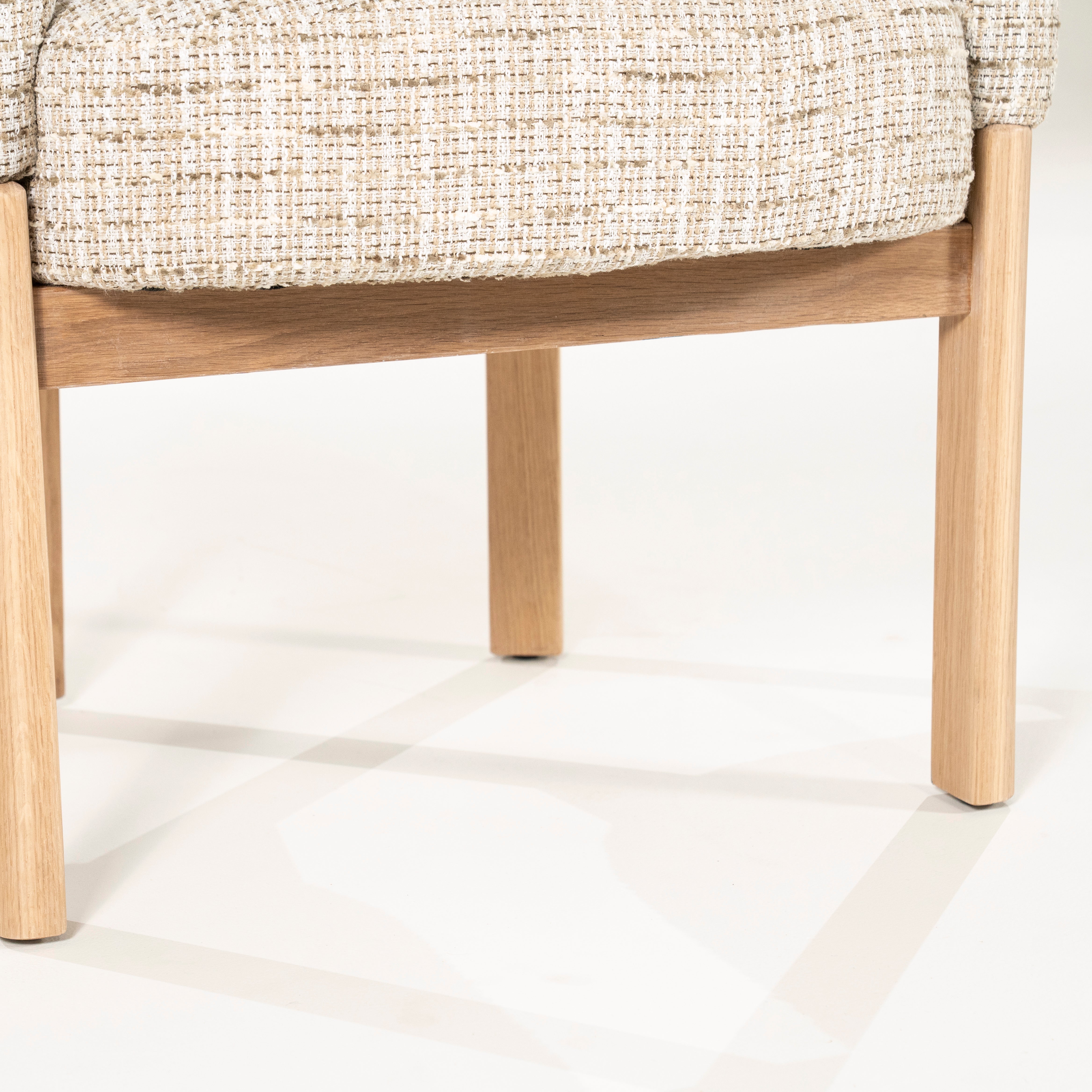 MICHA Armchair in Beige with Oak Base
