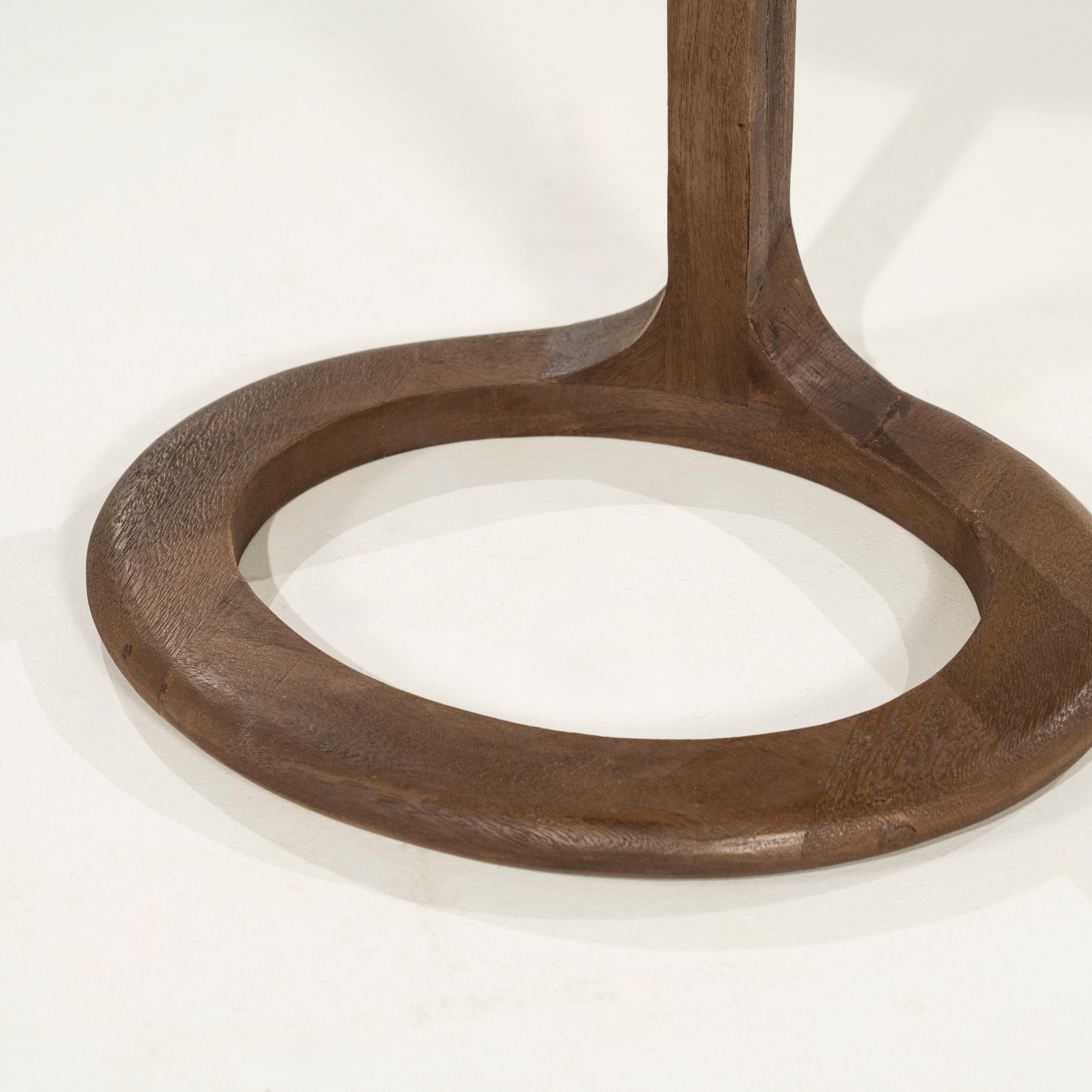 VITO Side Table Brown Marble with Wooden Base