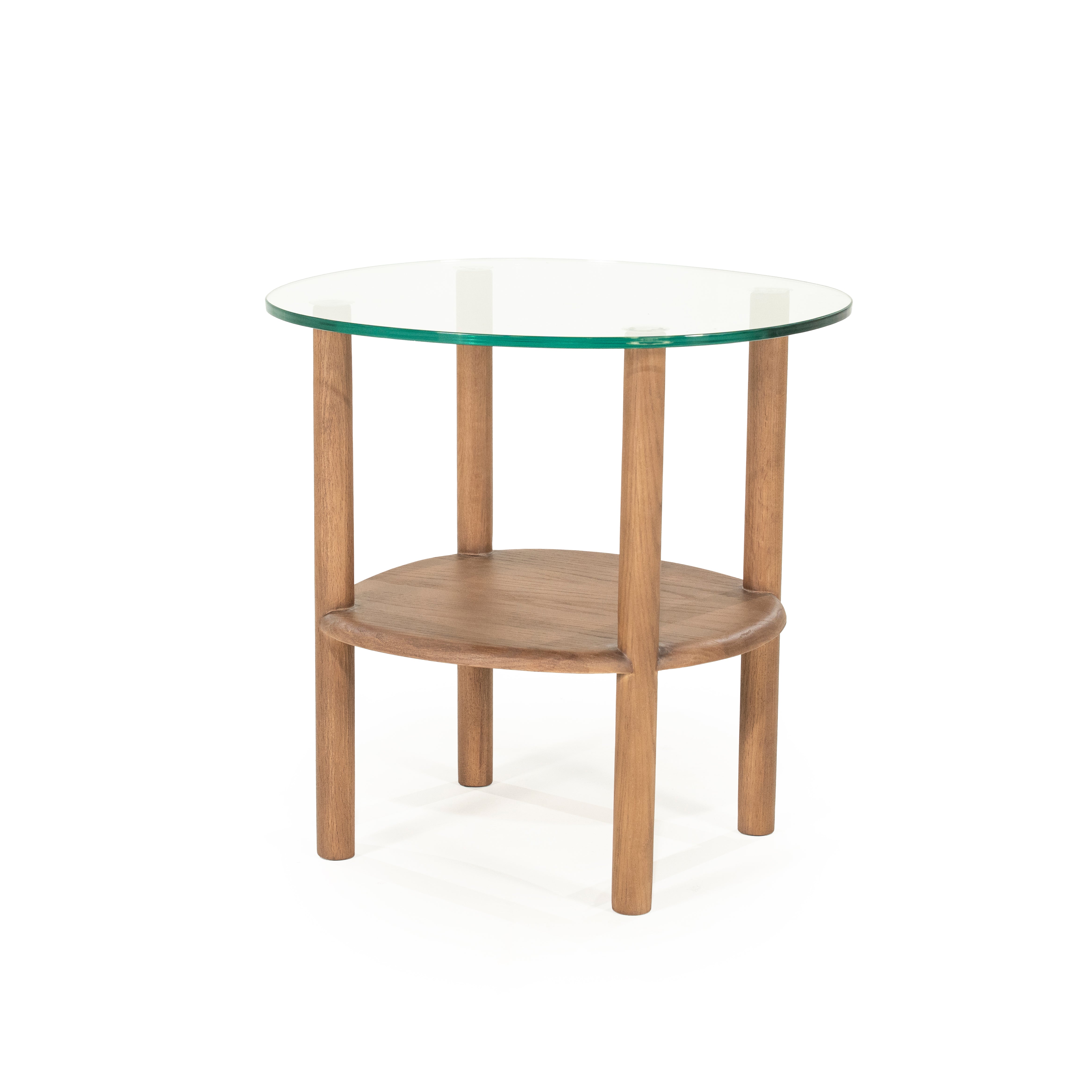 CLEO Side Table Dark Oak Wood with Glass Top