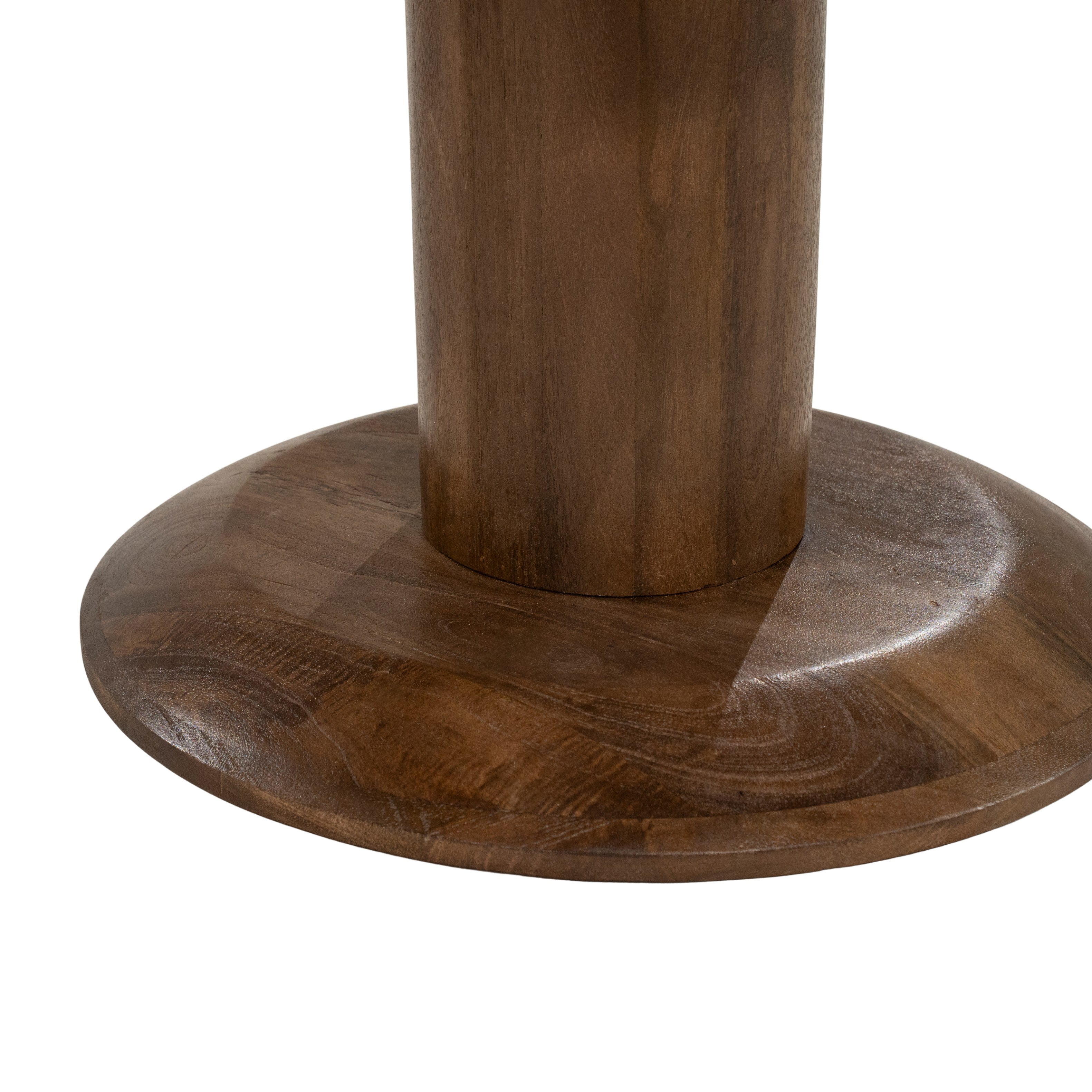 Round TED table with a marble top and a mango wood base.