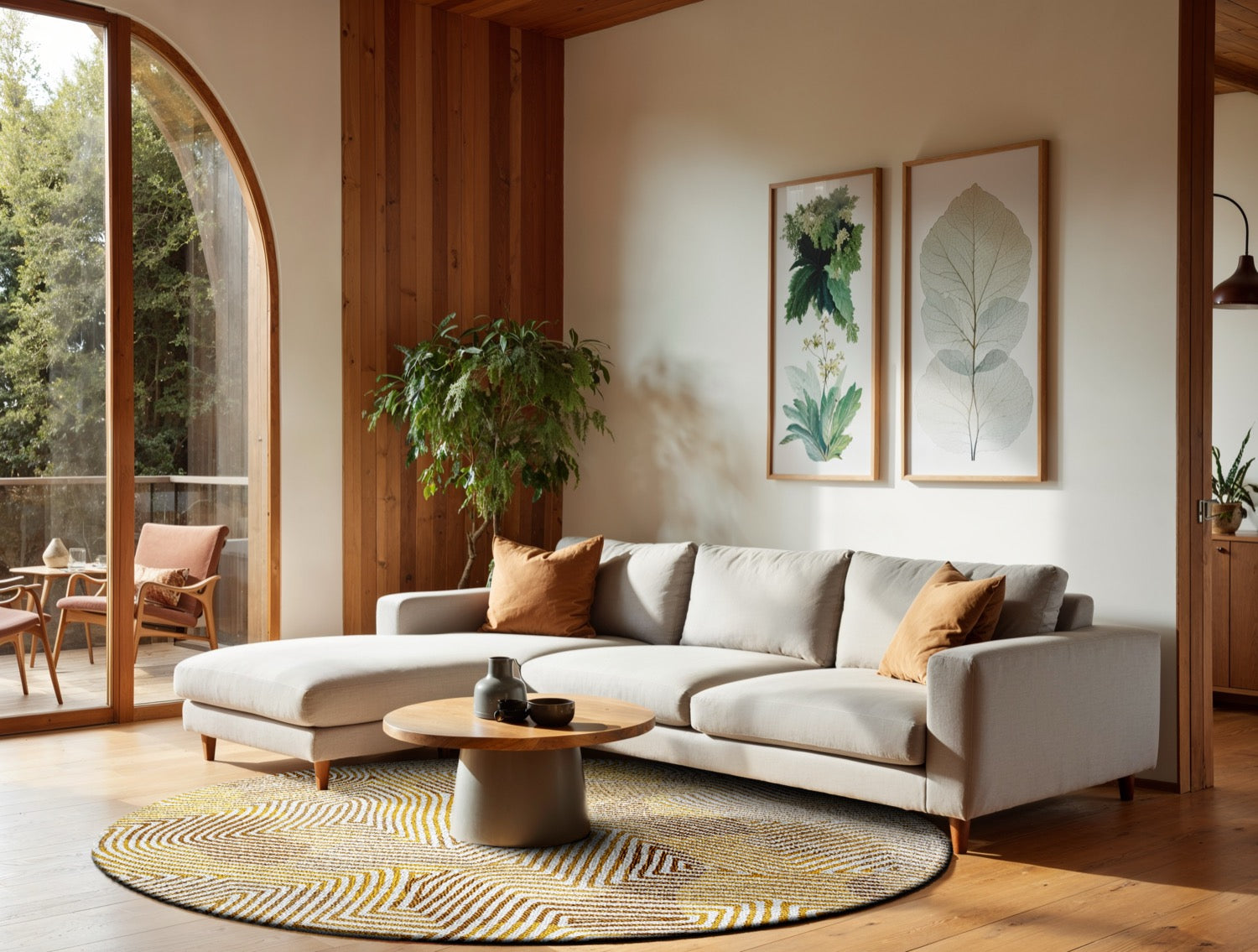 Dywan okrągły CORAL YELLOW HIPPY żółto-beżowy