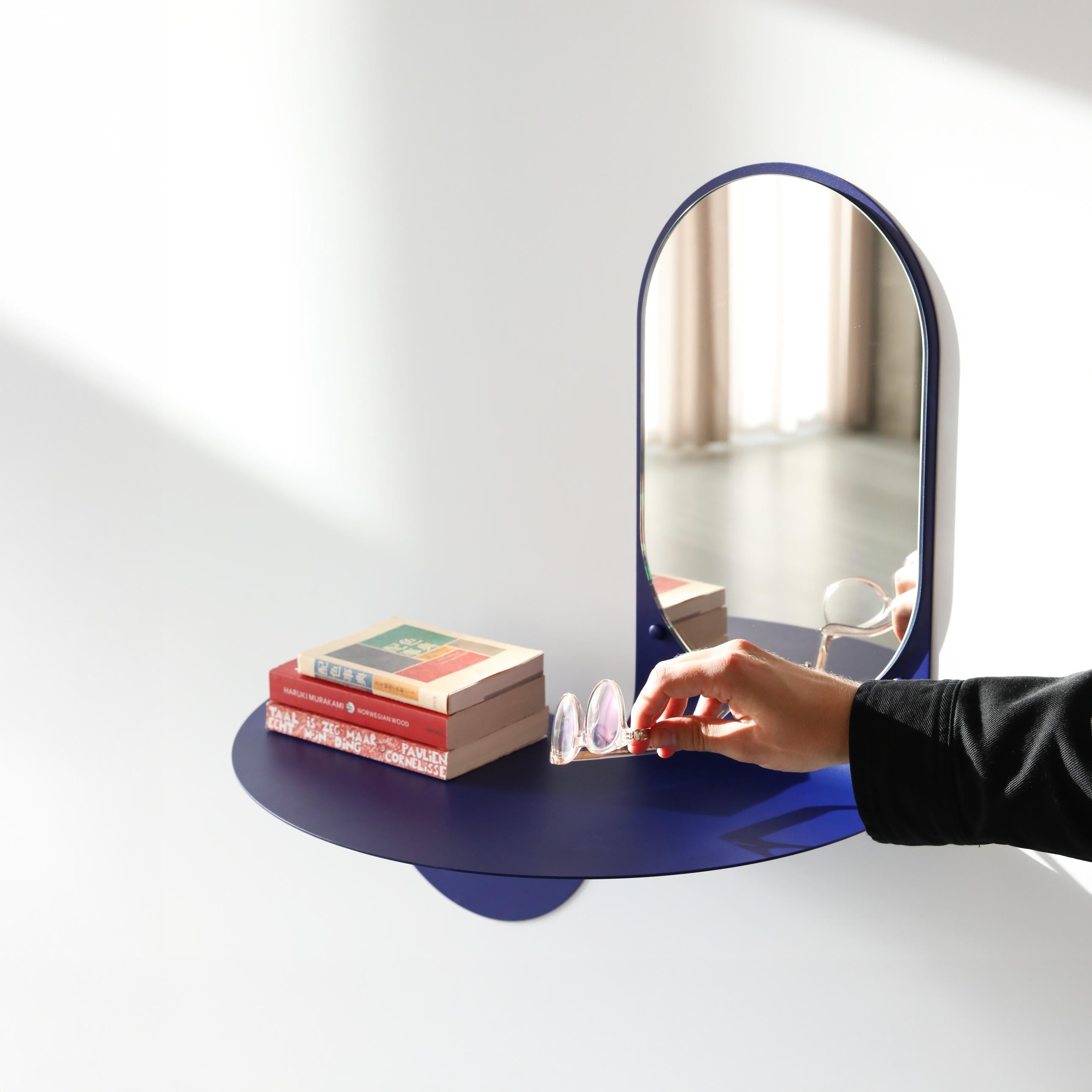 Nástěnné zrcadlo s policí FLIP modré