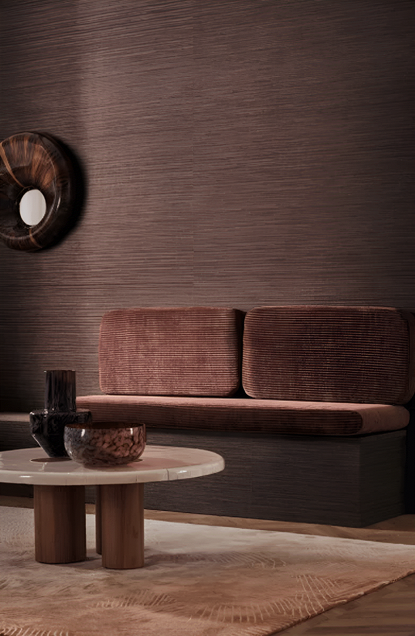 Tapeta tekstylna strukturalna imitująca płótno VENIZIA - MARRON GLACÉ ciepły brąz