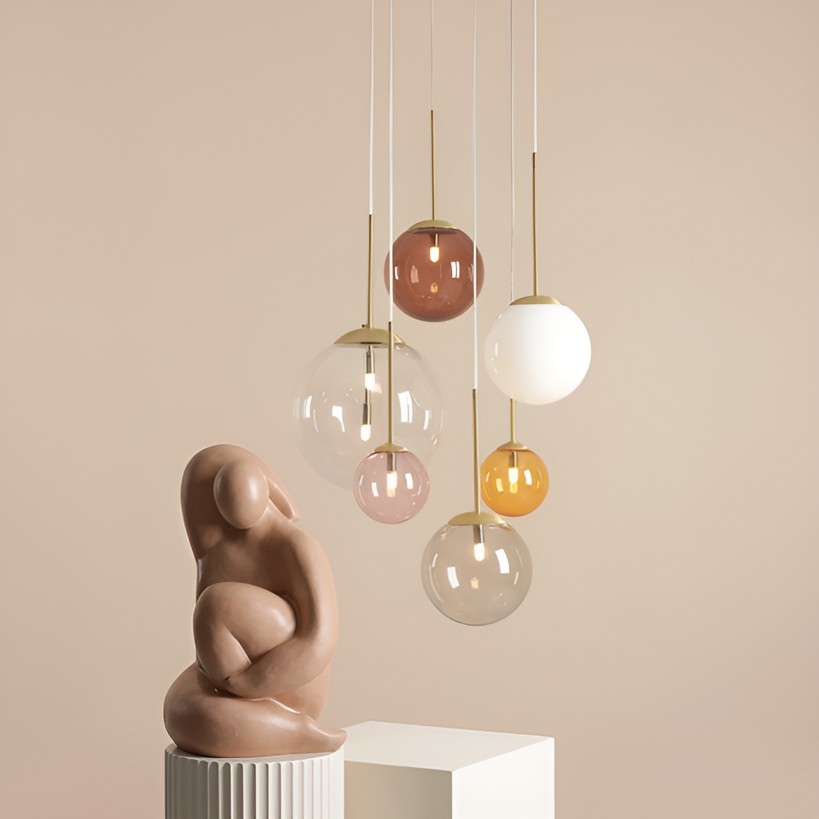 Závěsné svítidlo BOSSO RING barevné sklo