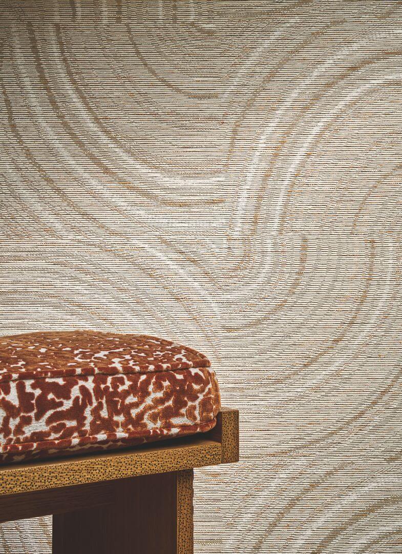 Textilní tapeta se strukturovaným geometrickým vzorem ALENTOURS - IVOIRE ORANGE slonová kost