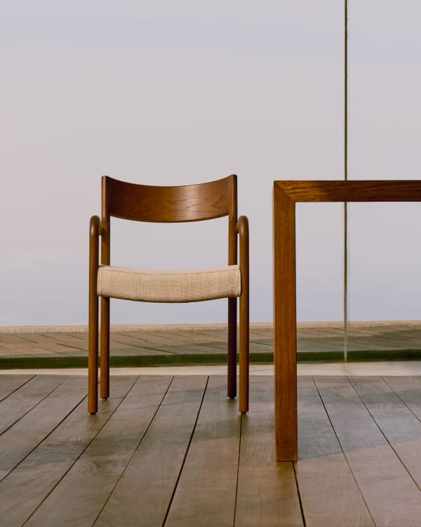 Židle FALCONERA béžový šenil s tmavým dubovým podstavcem