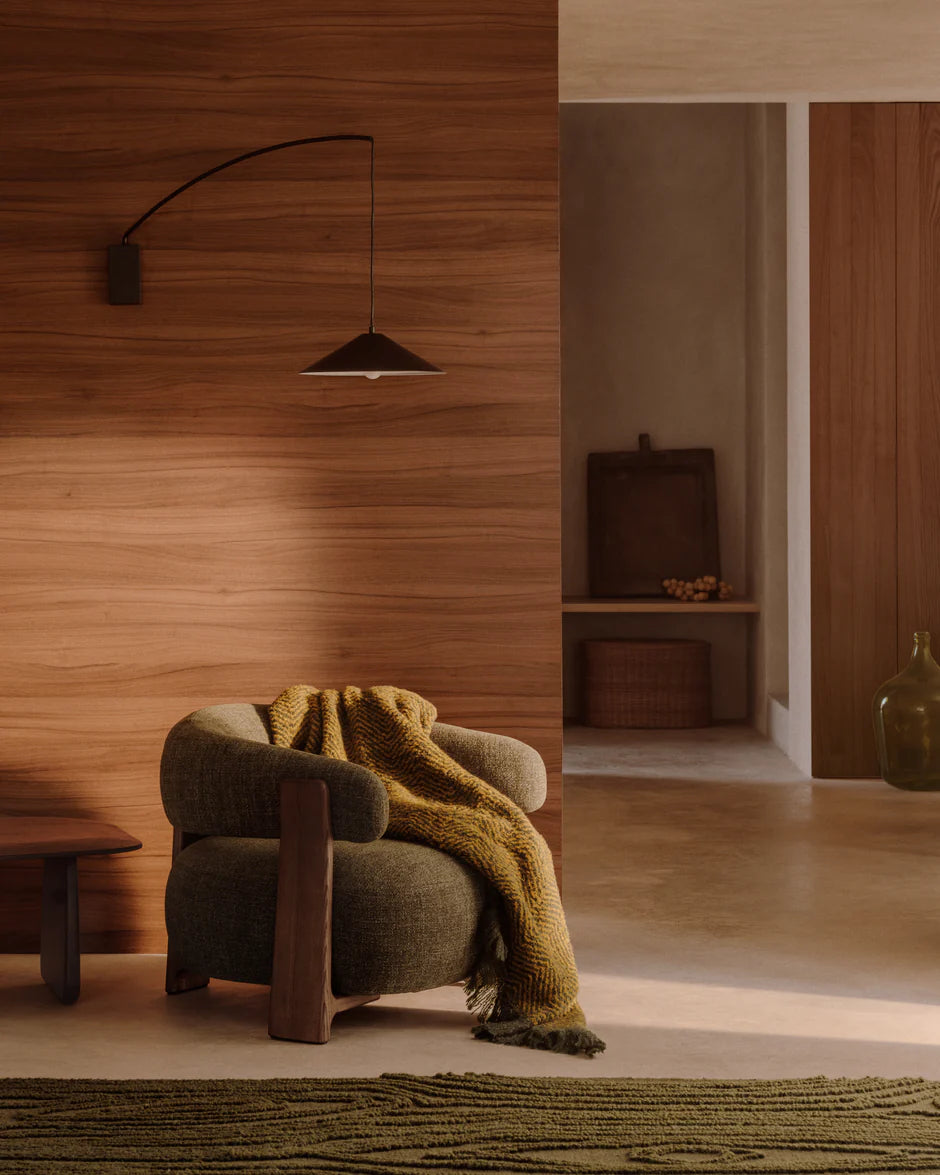 Křeslo GRANITE zelené s tmavým jasanovým podstavcem