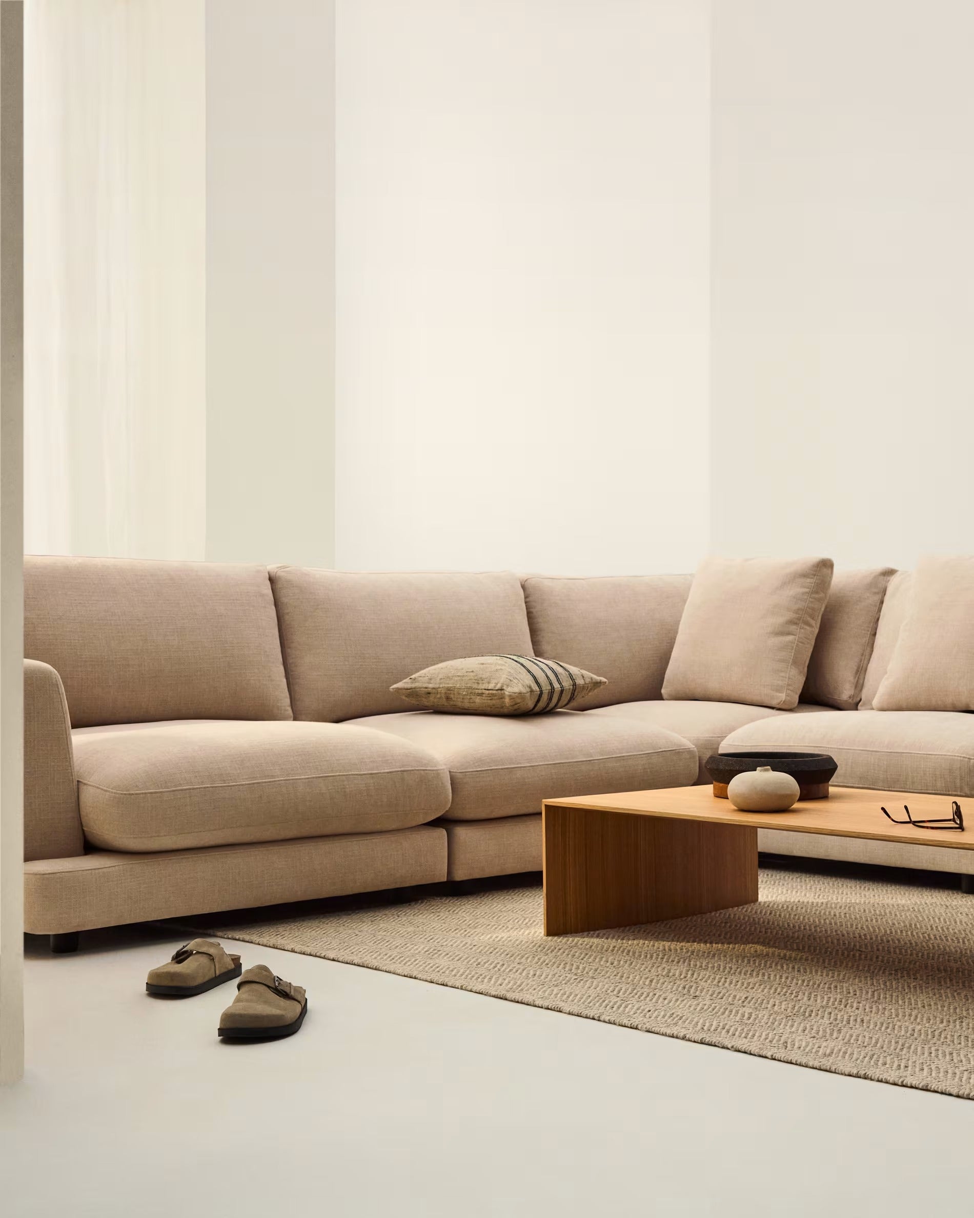 GALA beige chenille corner sofa